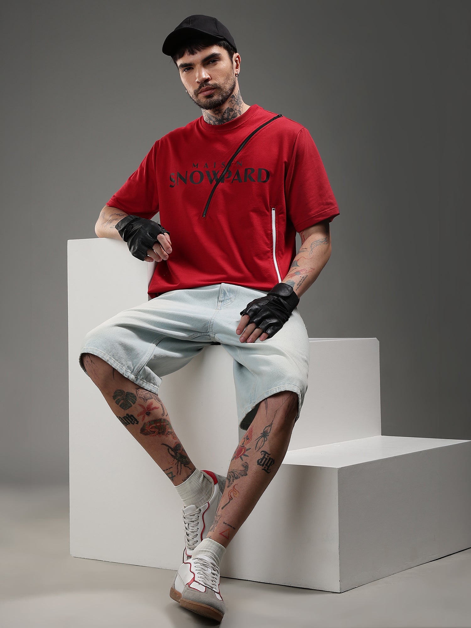 Crimson Zip Detail T-Shirt