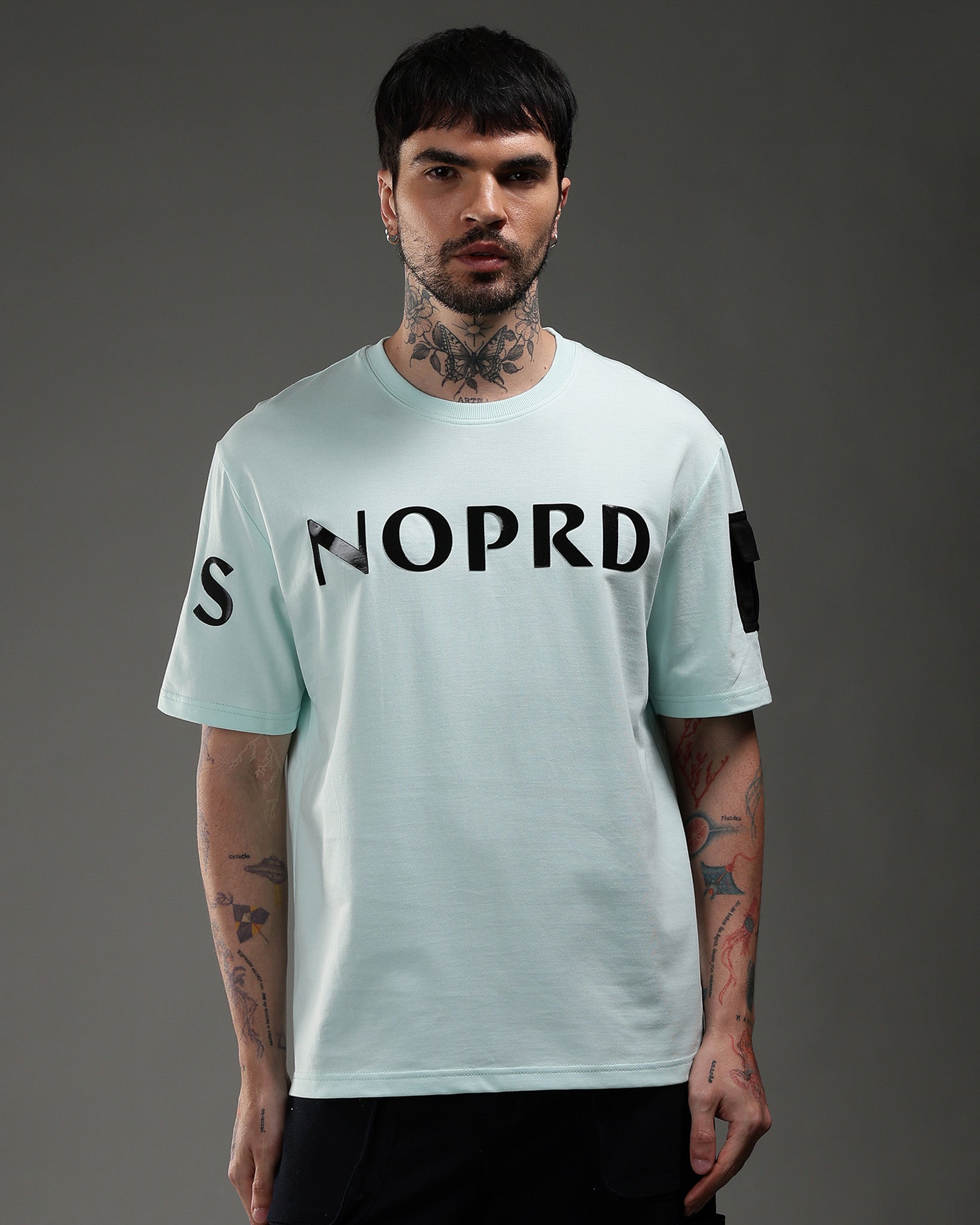 Snowpard Utility Logo Relaxed Tee Ice Mint — front view, men's graphic t-shirt India