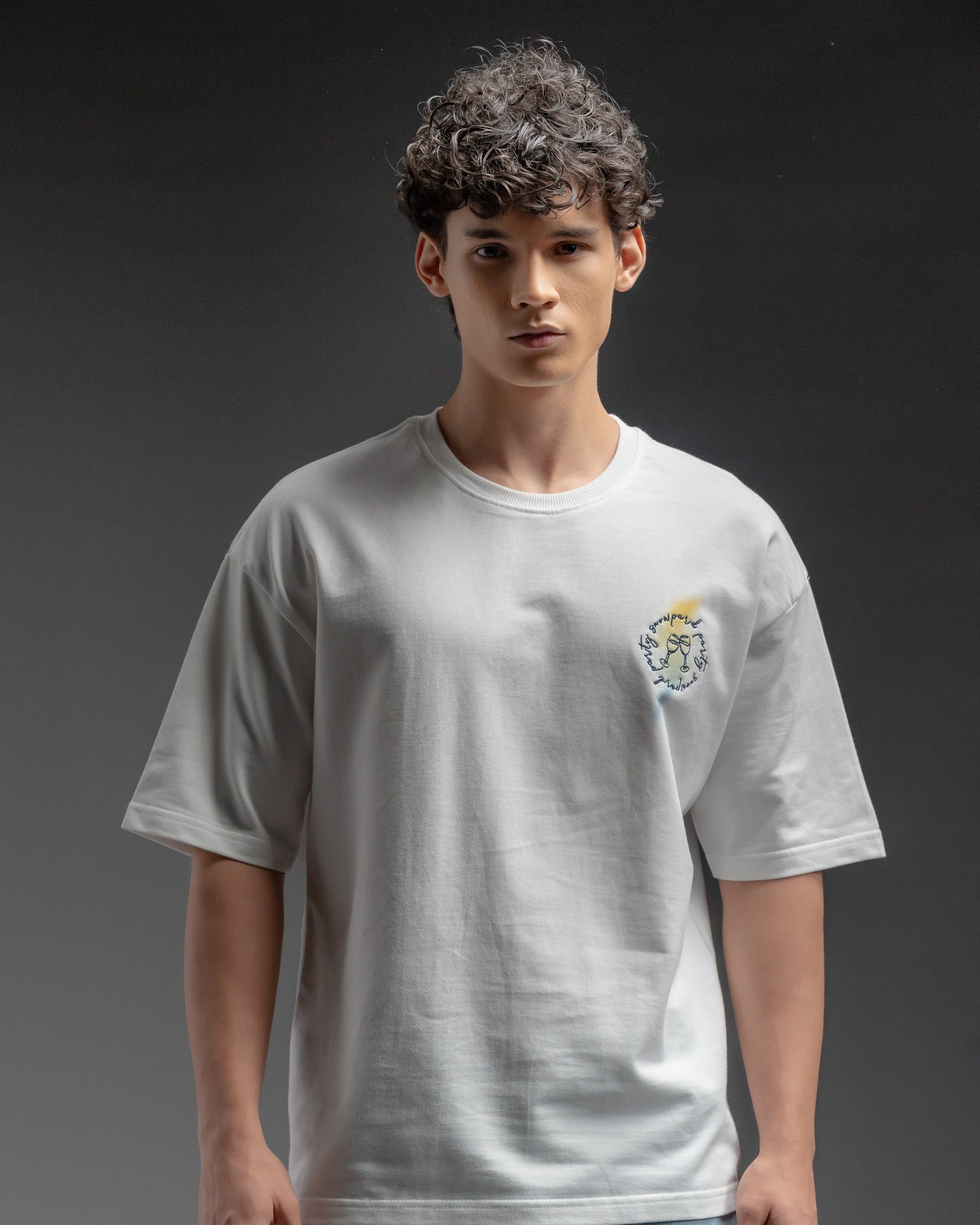 Snowpard Party Oversized Tee Off White — back view, dual big-cat artwork print