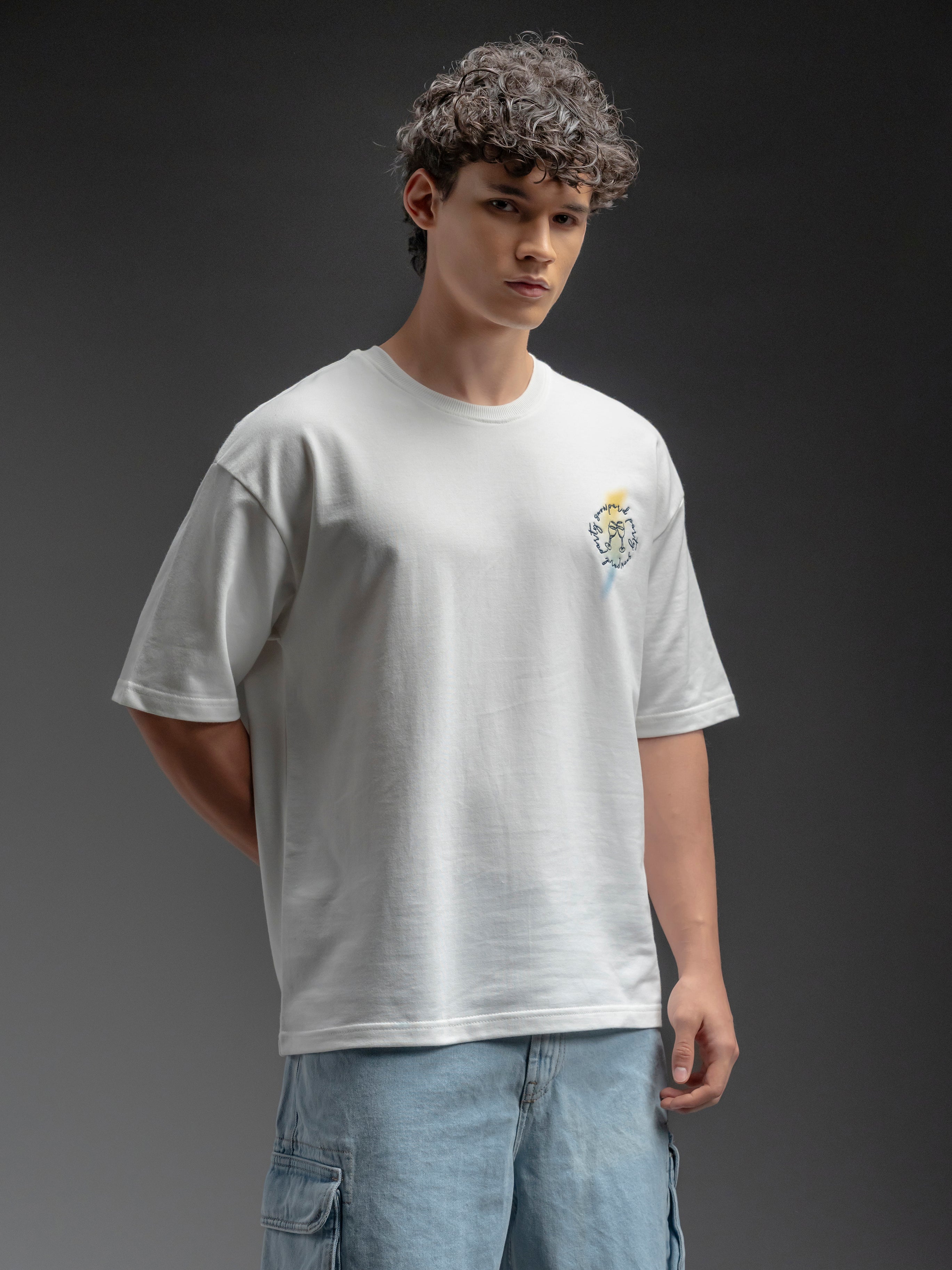SNOWPARD Graphic Cotton T-Shirt Off White - Detail | Snowpard Party Graphic Close-Up