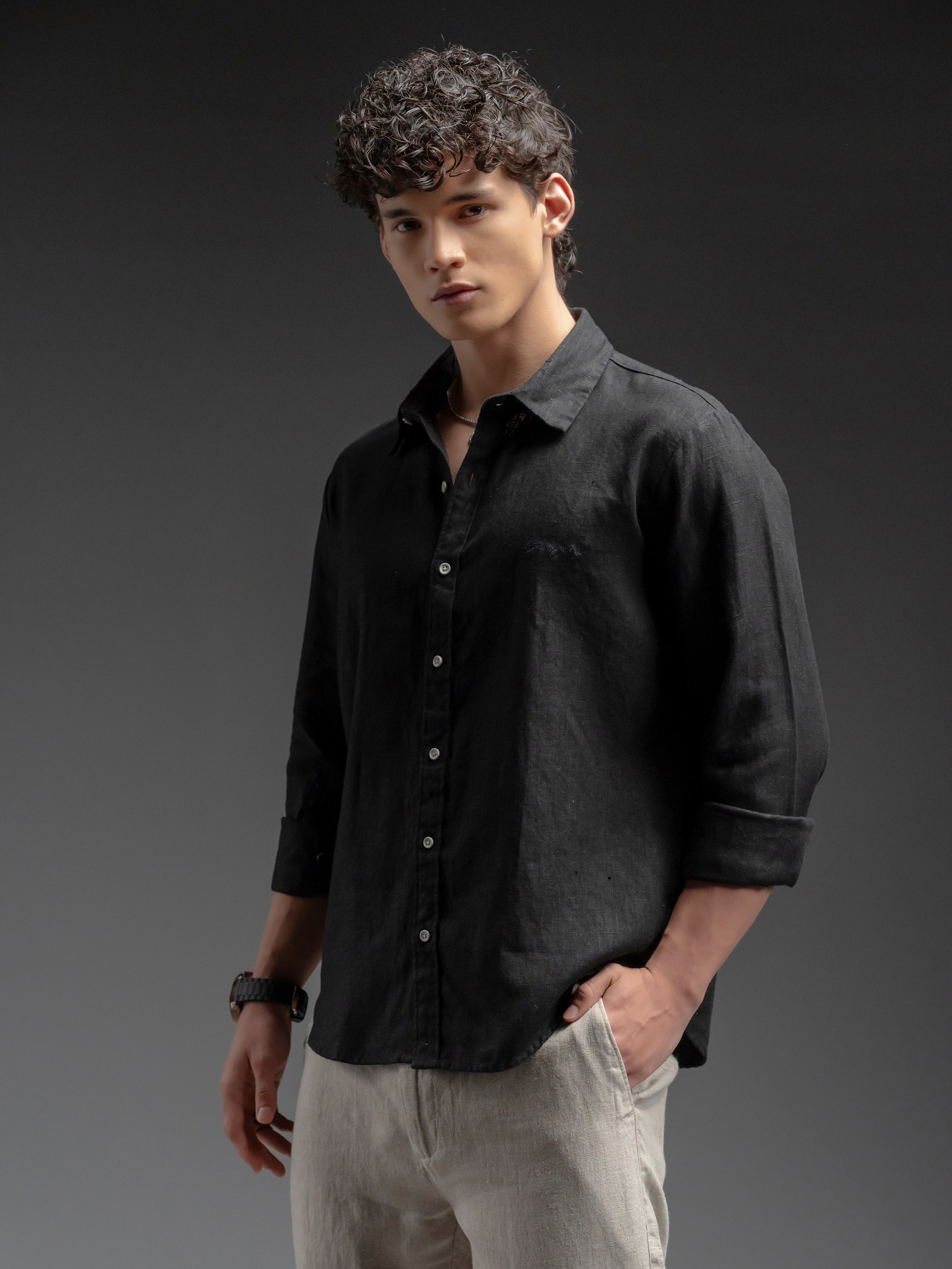 Classic Linen Shirt - Black