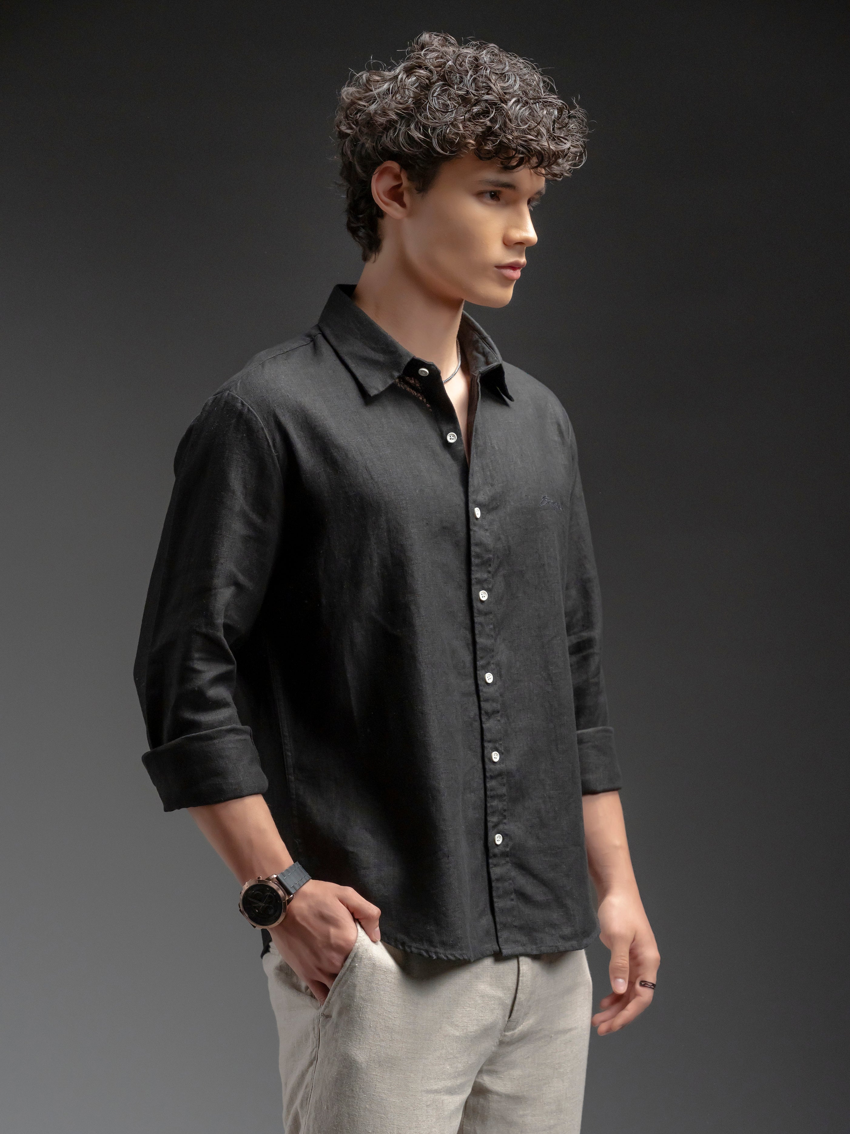 Classic Linen Shirt - Black