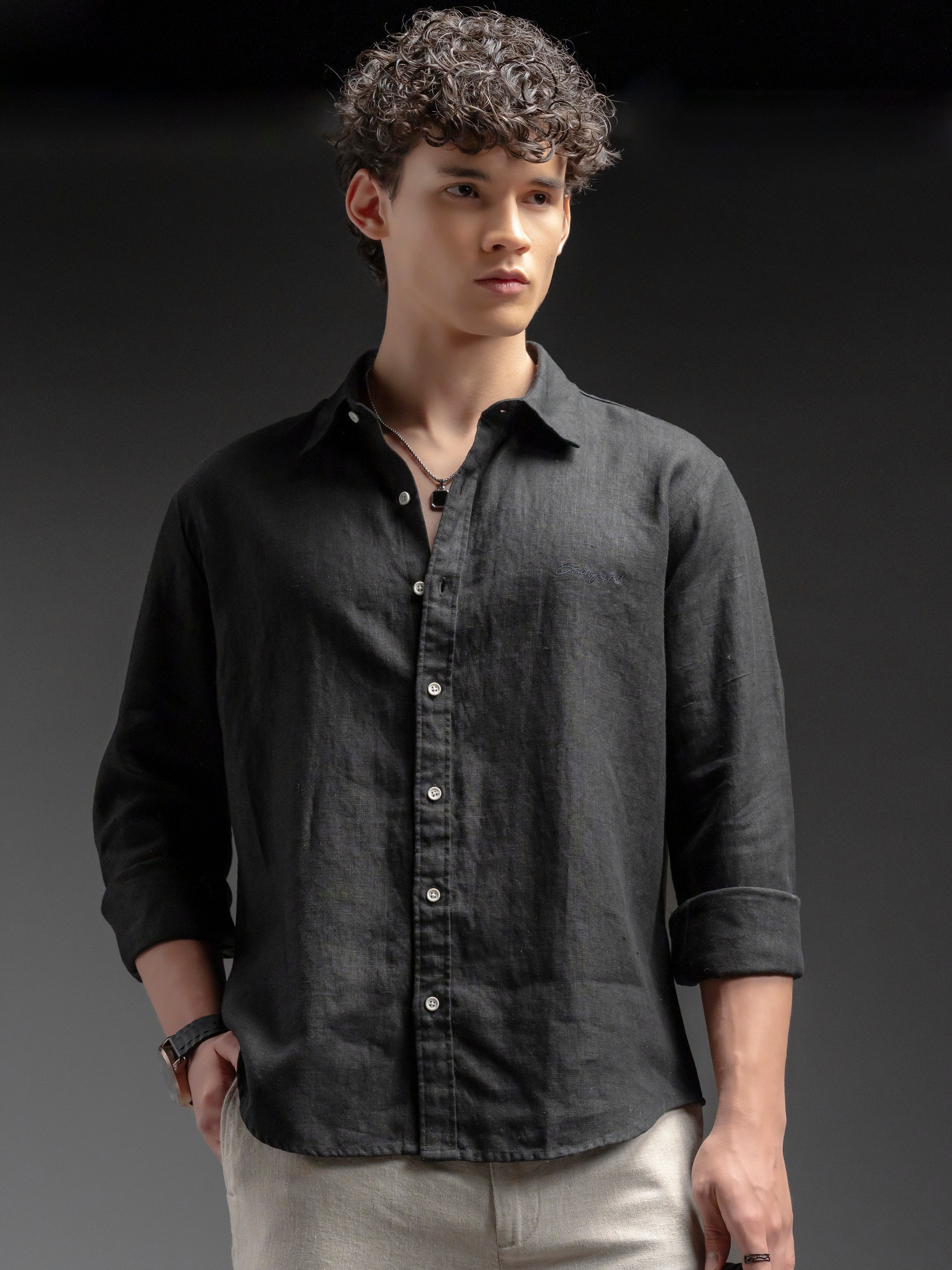 Classic Linen Shirt - Black