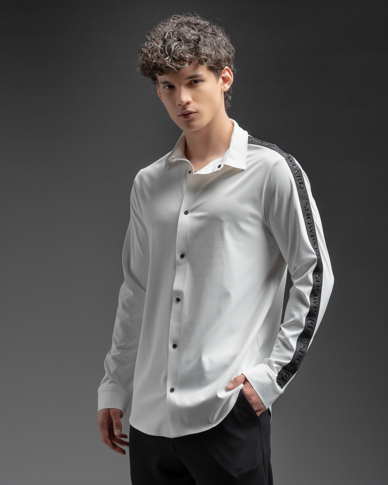 Snowpard Tacta Bonded Shirt White — front view, men's premium bonded shirt India