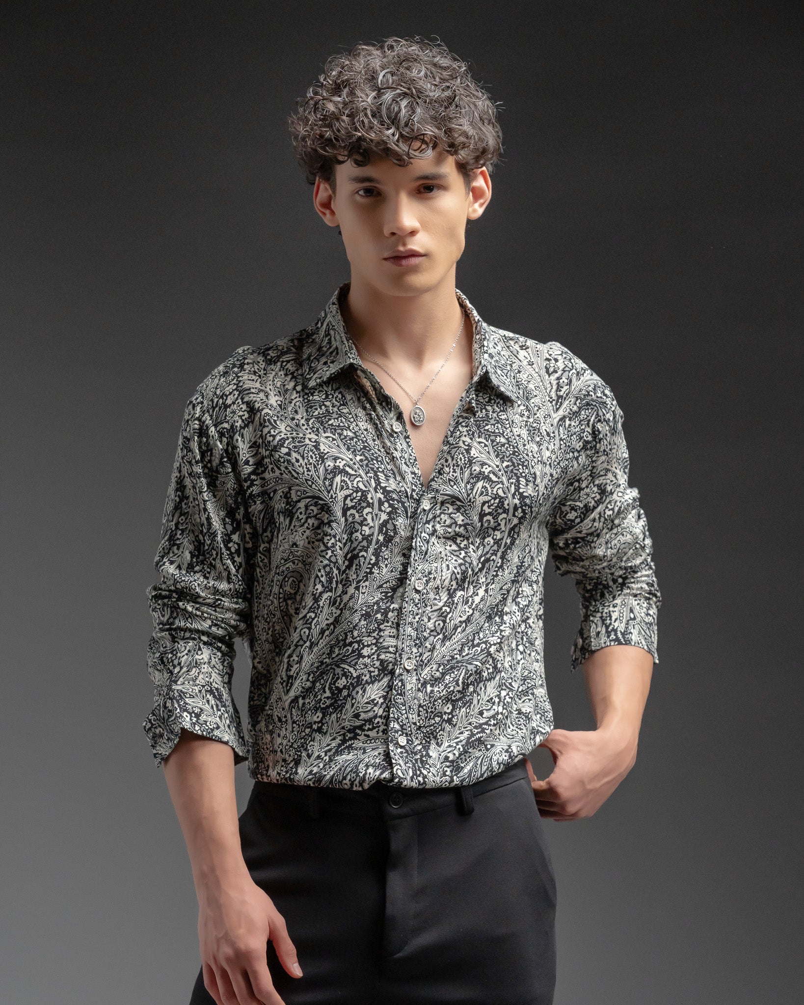 Snowpard Sion Paisley Rayon Shirt — front view, men's paisley print rayon shirt India