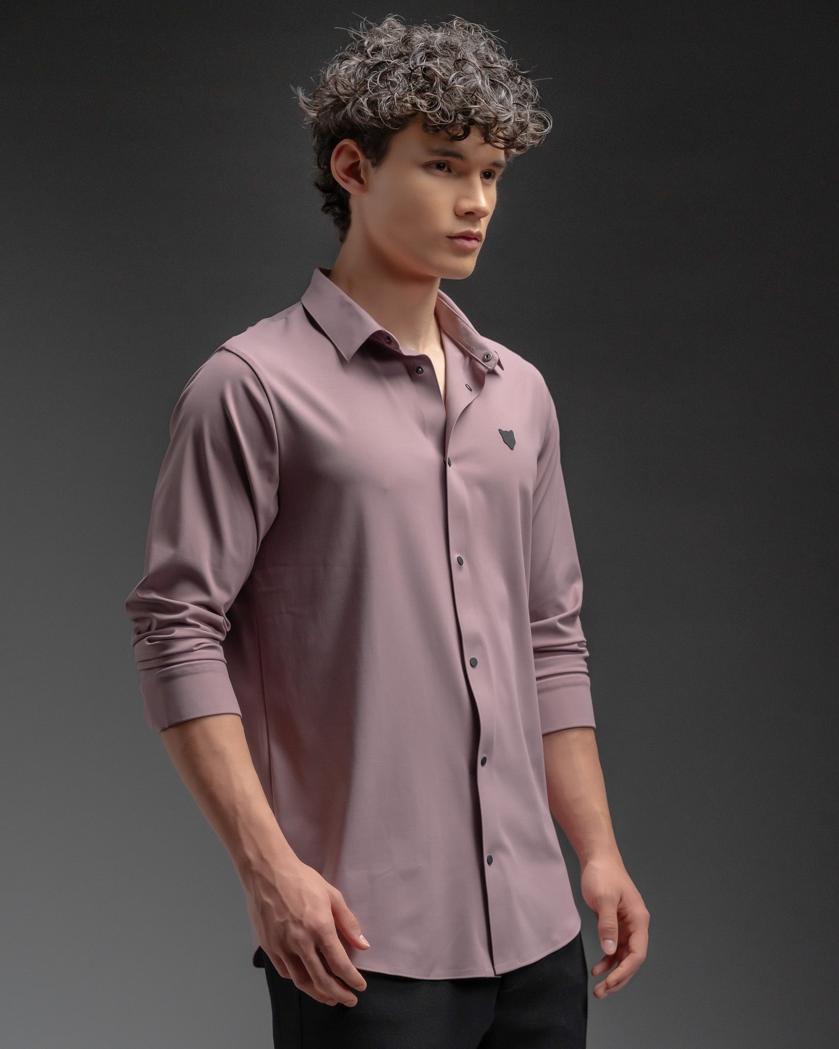 Snowpard Tacta Bonded Shirt Lavender — side view, nylon elastane formal shirt