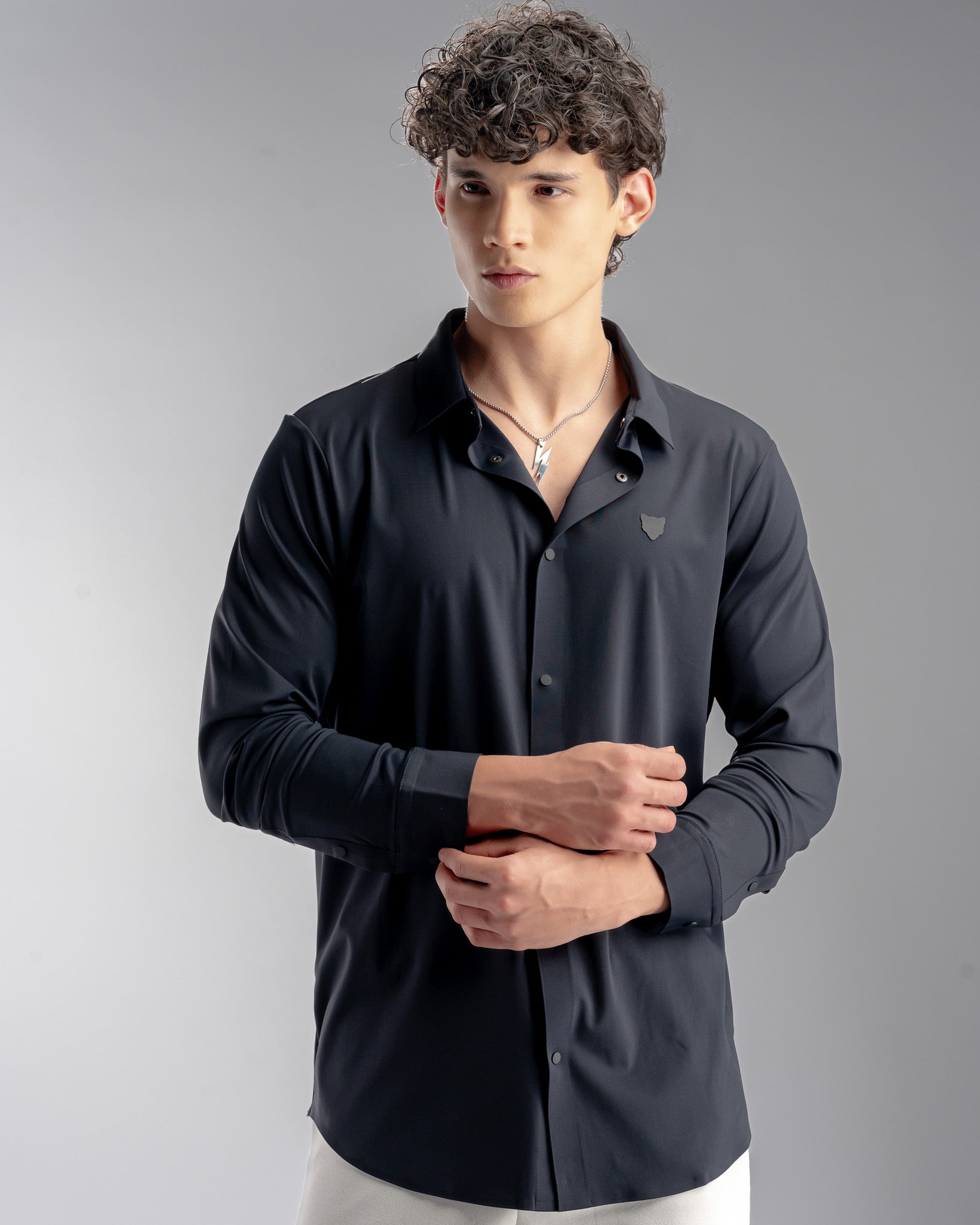 Snowpard Tacta Bonded Shirt Navy Blue — front view, men's premium bonded shirt India
