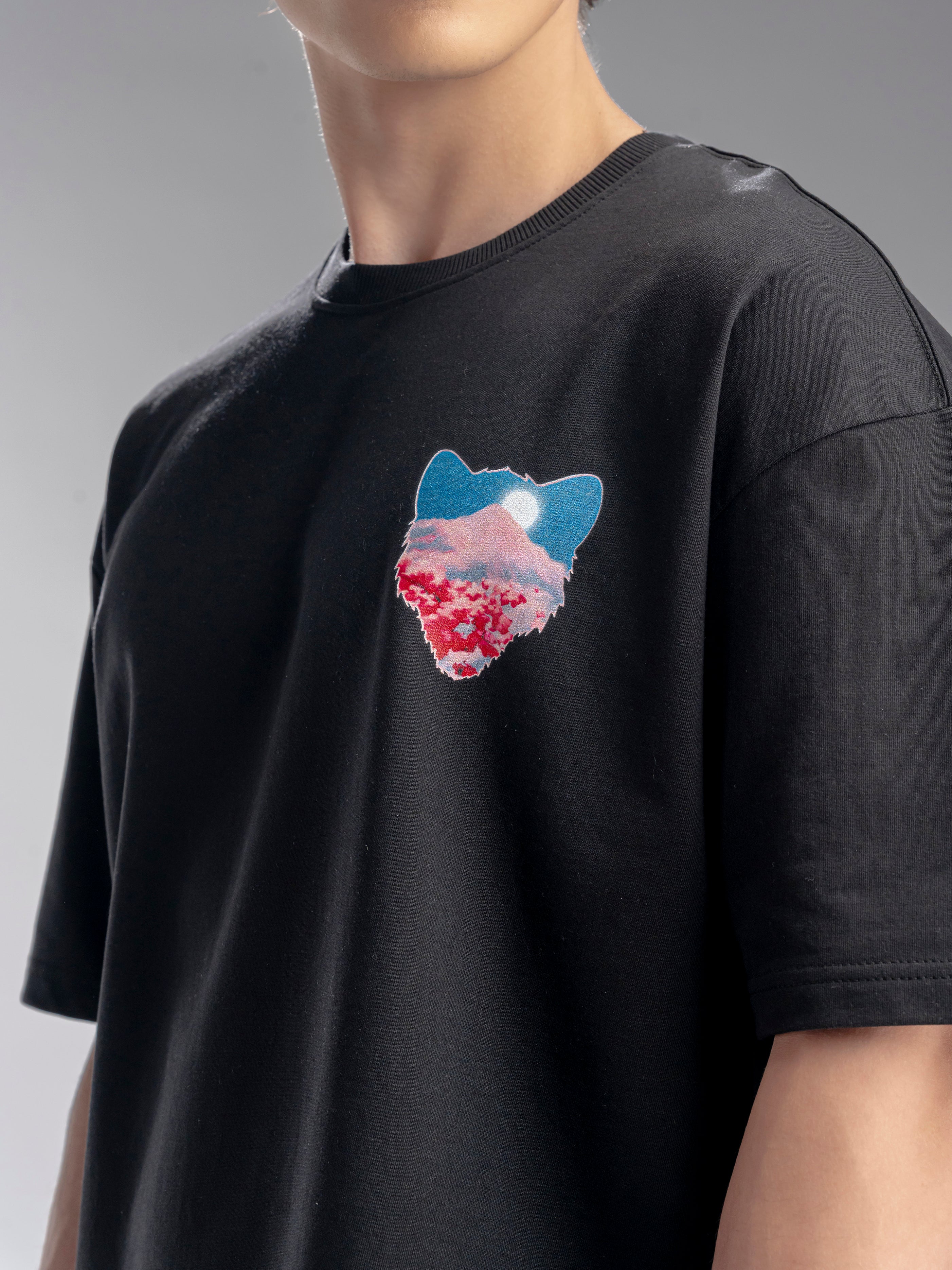 SNOWPARD Ghost of Mountains Graphic T-Shirt Black - Detail | Pastel Smoke Puff Print Close-Up