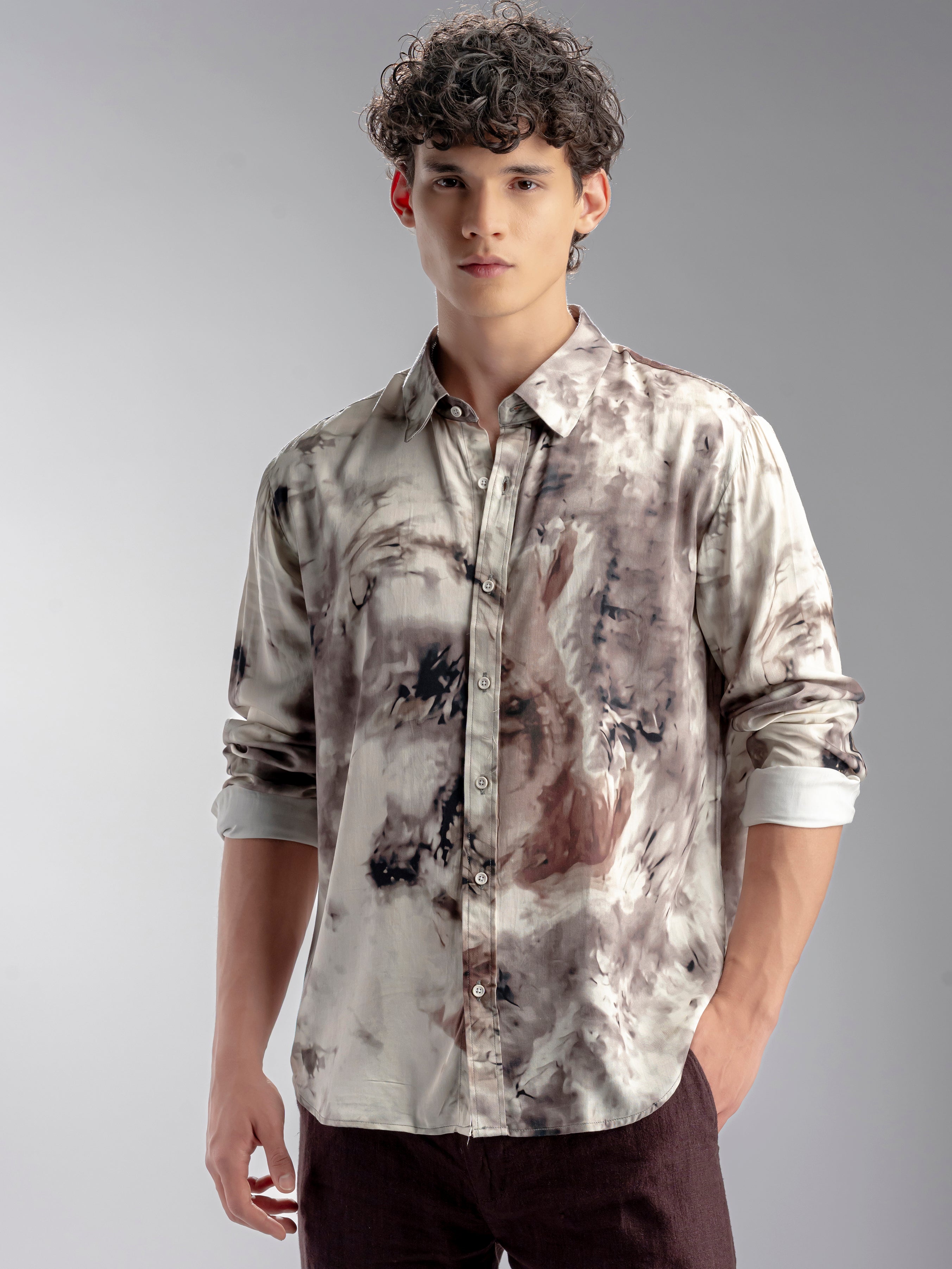 Man wearing a patterned shirt