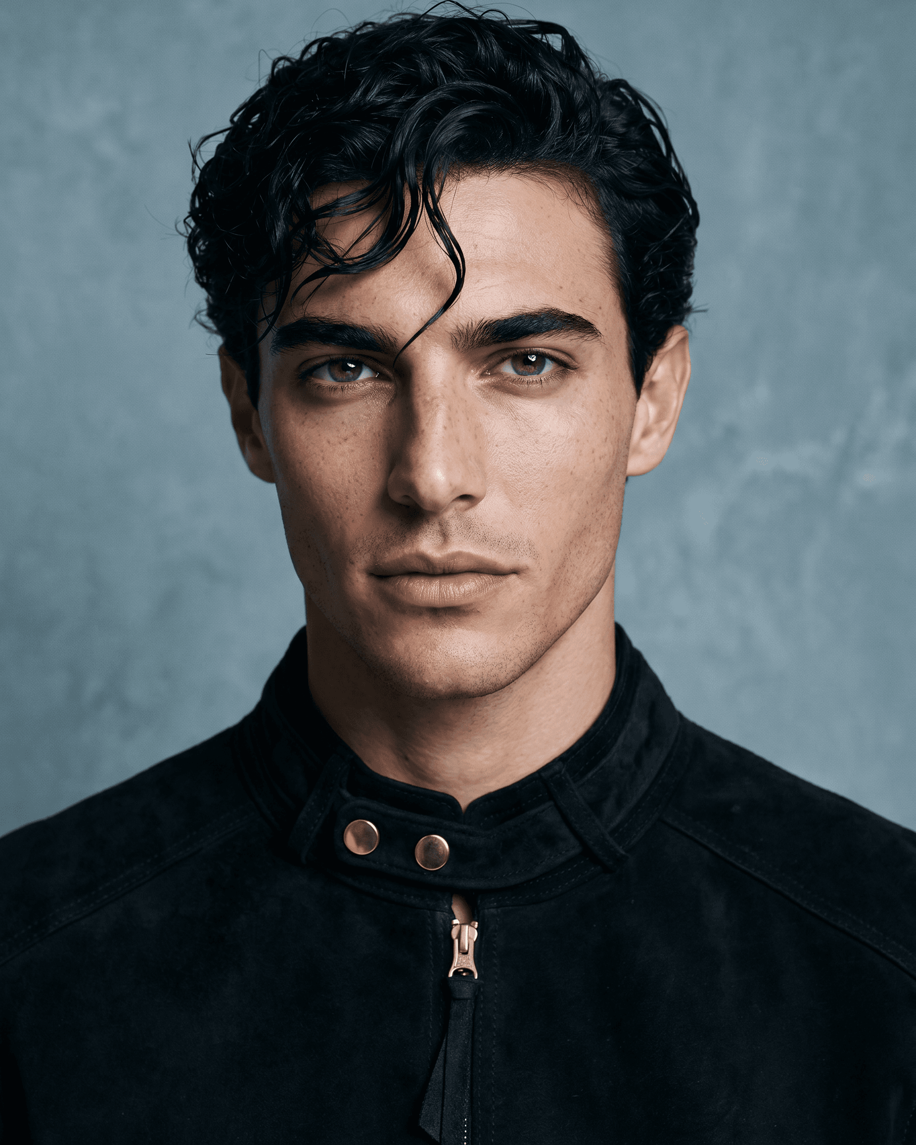 Snowpard Black Racer Suede Jacket — styled on model, Zanskar Collection limited run
