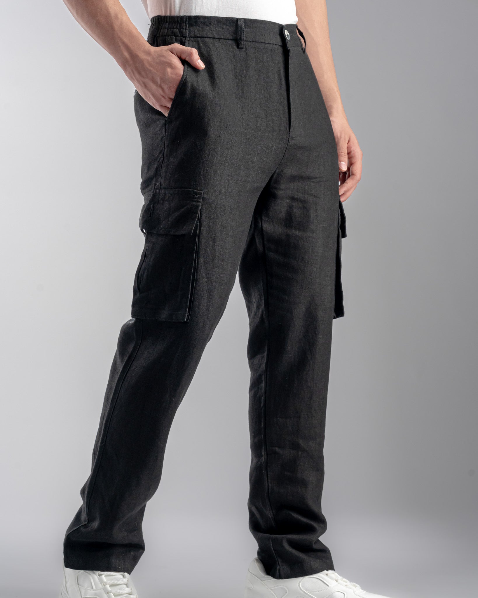 Snowpard Lida Linen Cargo — Black, side view