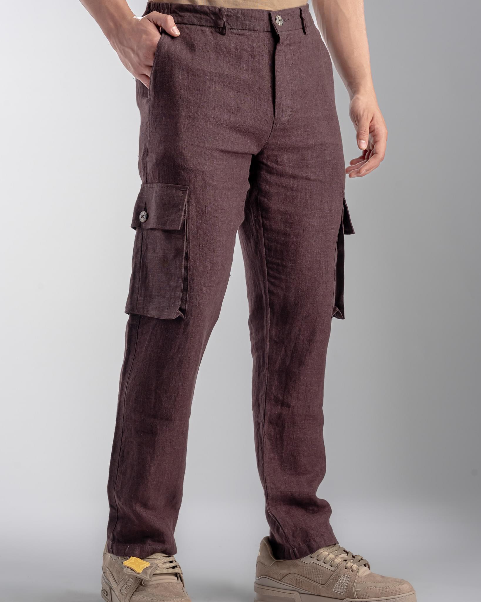 Snowpard Lida Linen Cargo — Maroon, side view