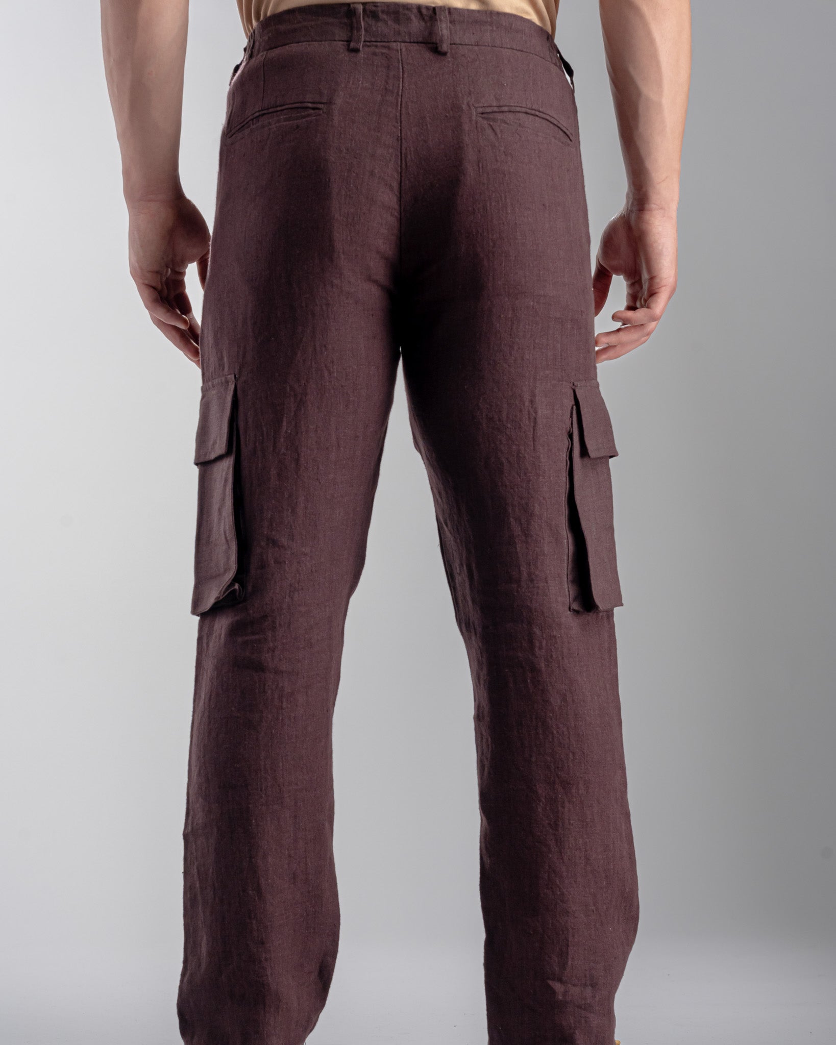 Snowpard Lida Linen Cargo — Maroon, rear view