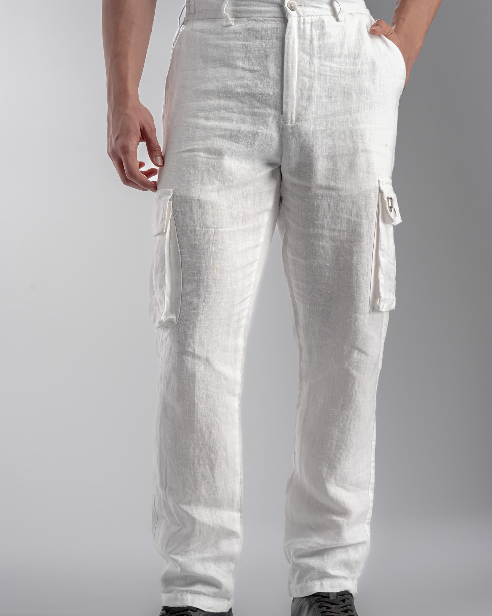 Snowpard Lida Linen Cargo — White, front view