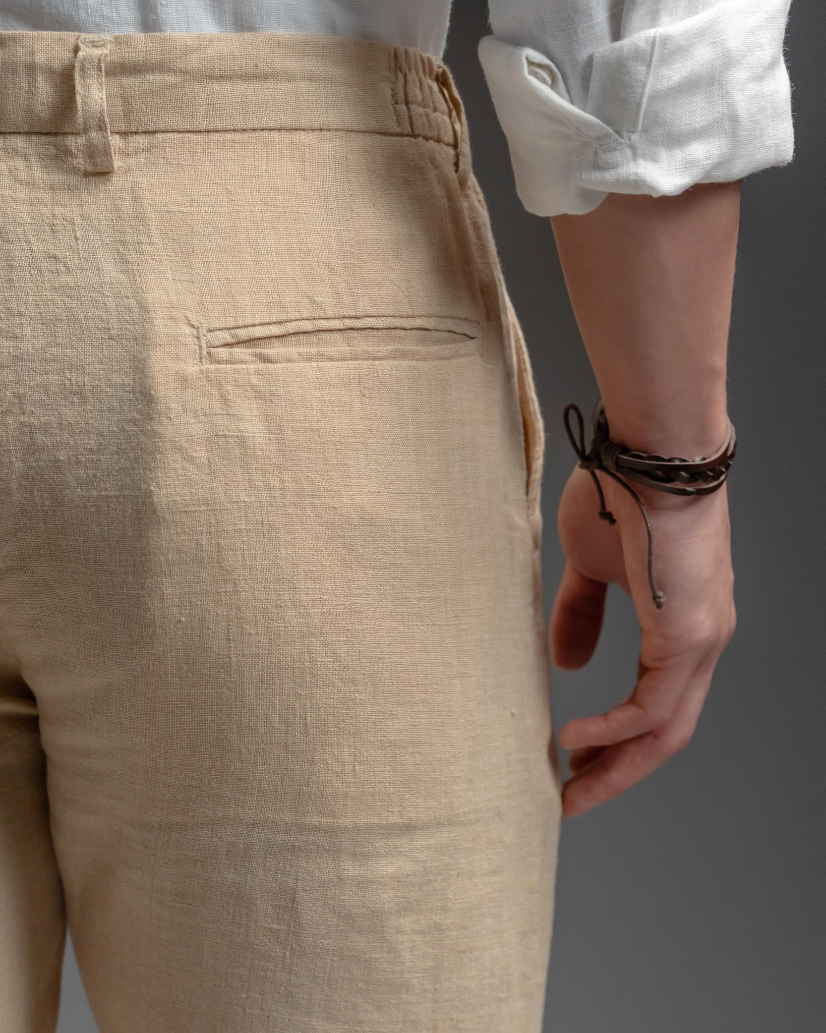 Snowpard Lino Linen Trouser Beige — back view, breathable linen trouser Bangalore