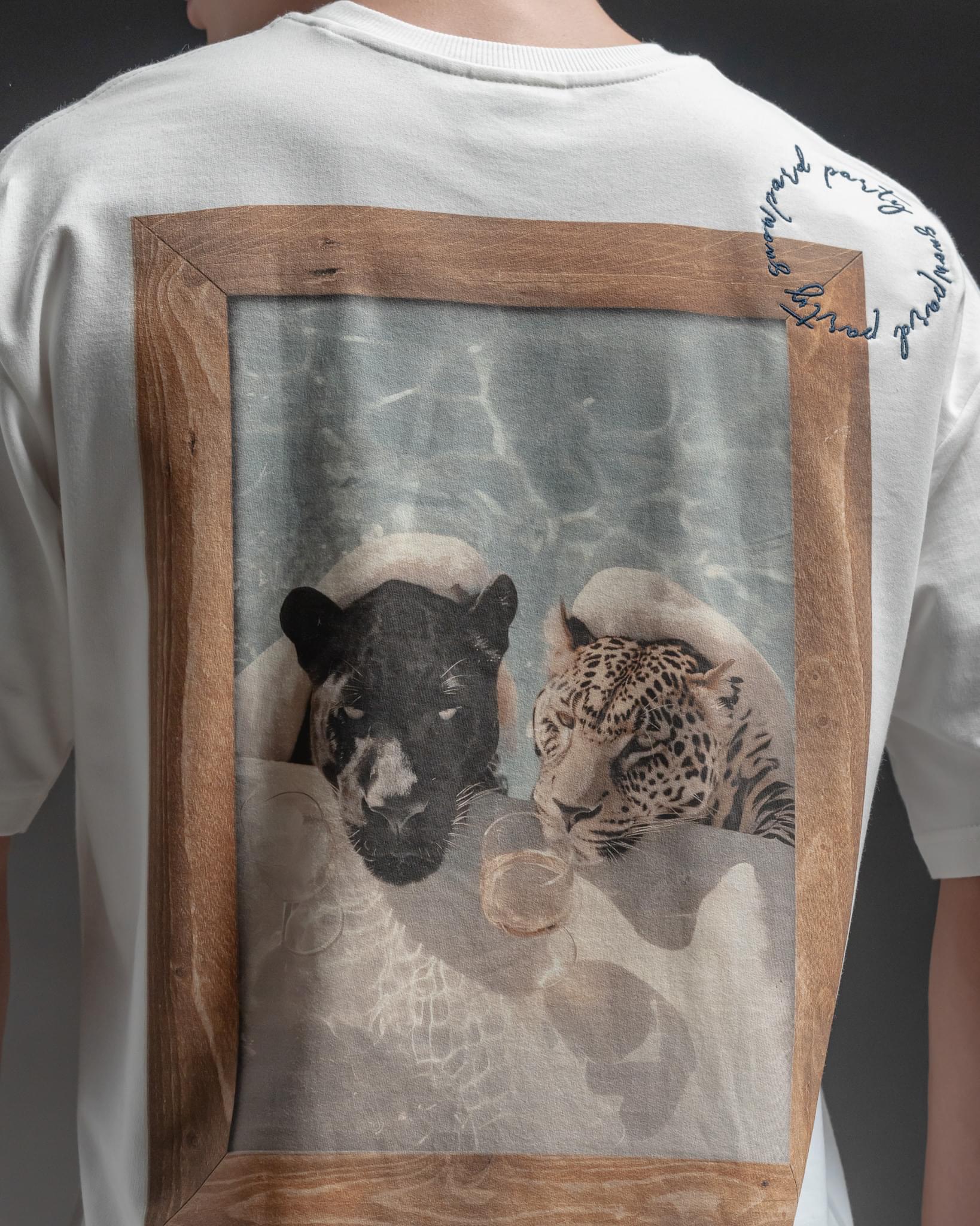 Snowpard Party Oversized Tee Off White — full length, luxury graphic tee Bangalore