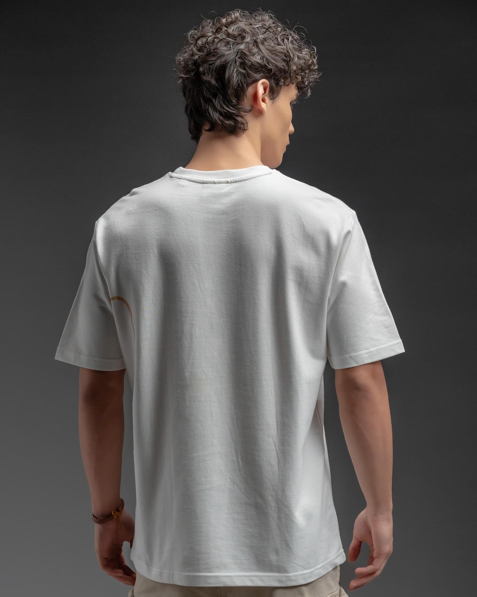 Snowpard Signature Script Tee White — full length, luxury graphic tee Bangalore
