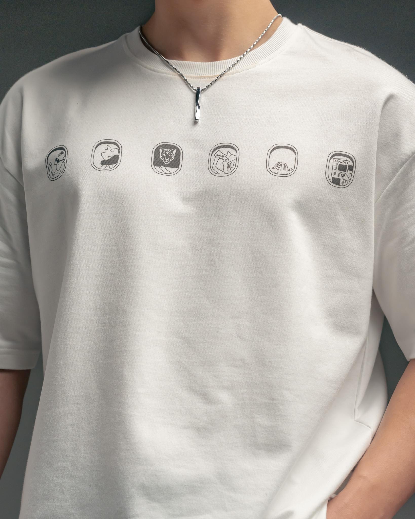 Snowpard Stamped Flight Relaxed Tee White — full length, luxury graphic tee Bangalore