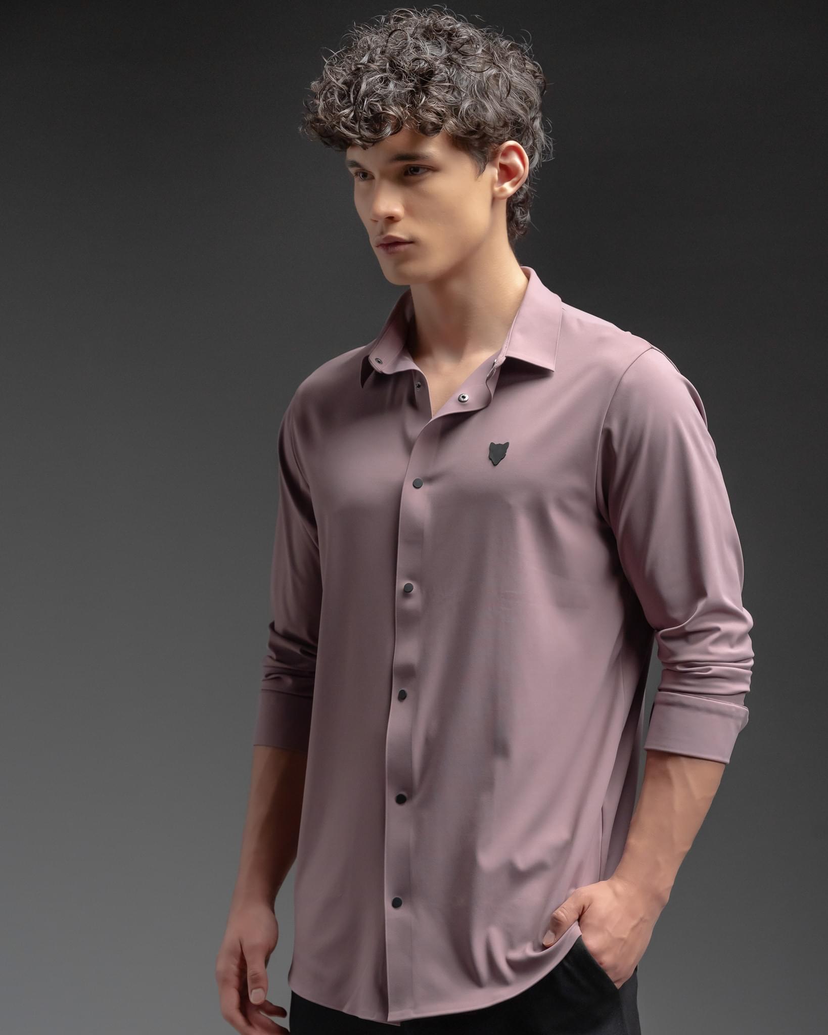 Snowpard Tacta Bonded Shirt Lavender — detail view, tape detail bonded shirt