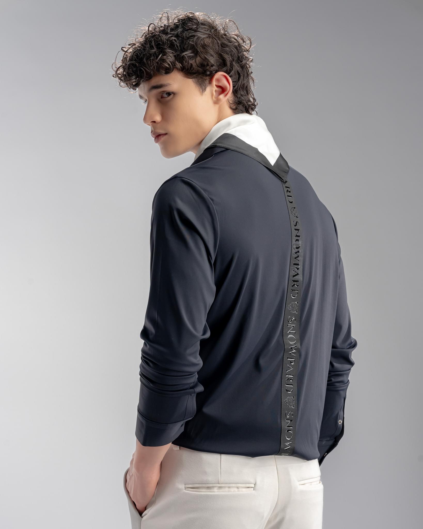 Snowpard Tacta Bonded Shirt Navy Blue — model shot, men's premium shirt India