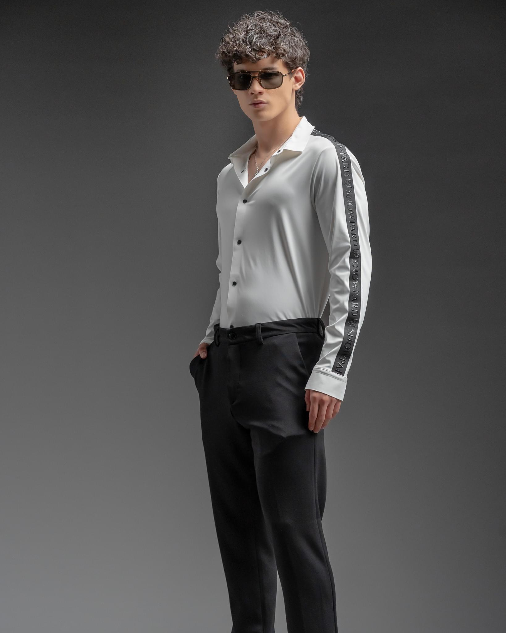 Snowpard Tacta Bonded Shirt White — back view, men's bonded shirt Bangalore