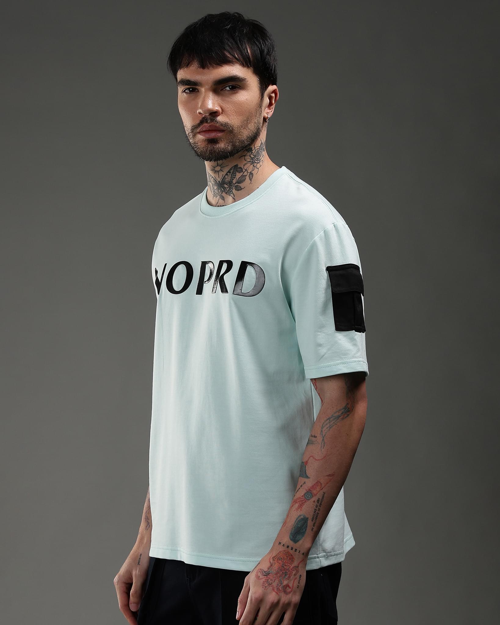 Snowpard Utility Logo Relaxed Tee Ice Mint — back view, high-gloss Snowpard lettering