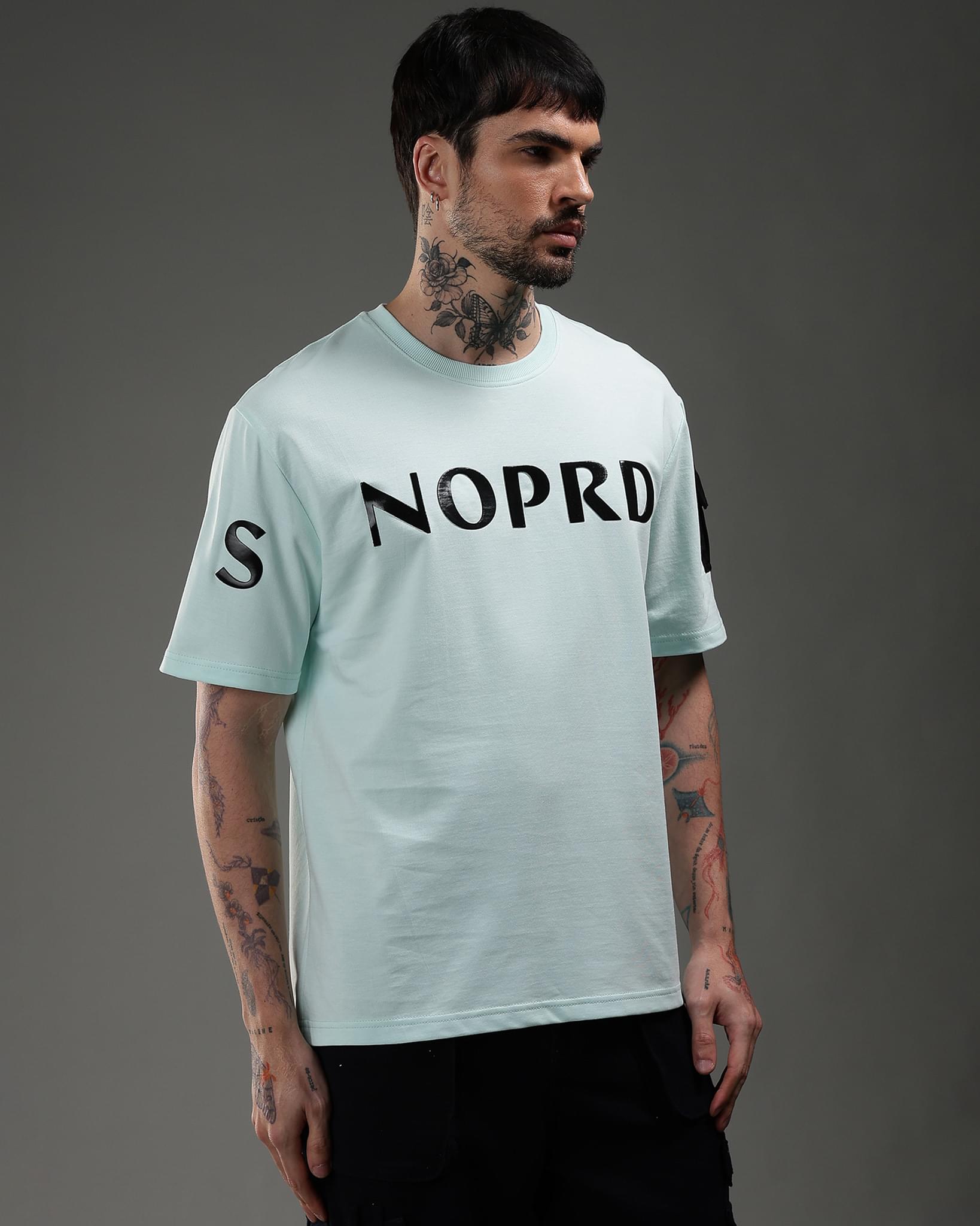 Snowpard Utility Logo Relaxed Tee Ice Mint — side view, premium Supima cotton relaxed tee