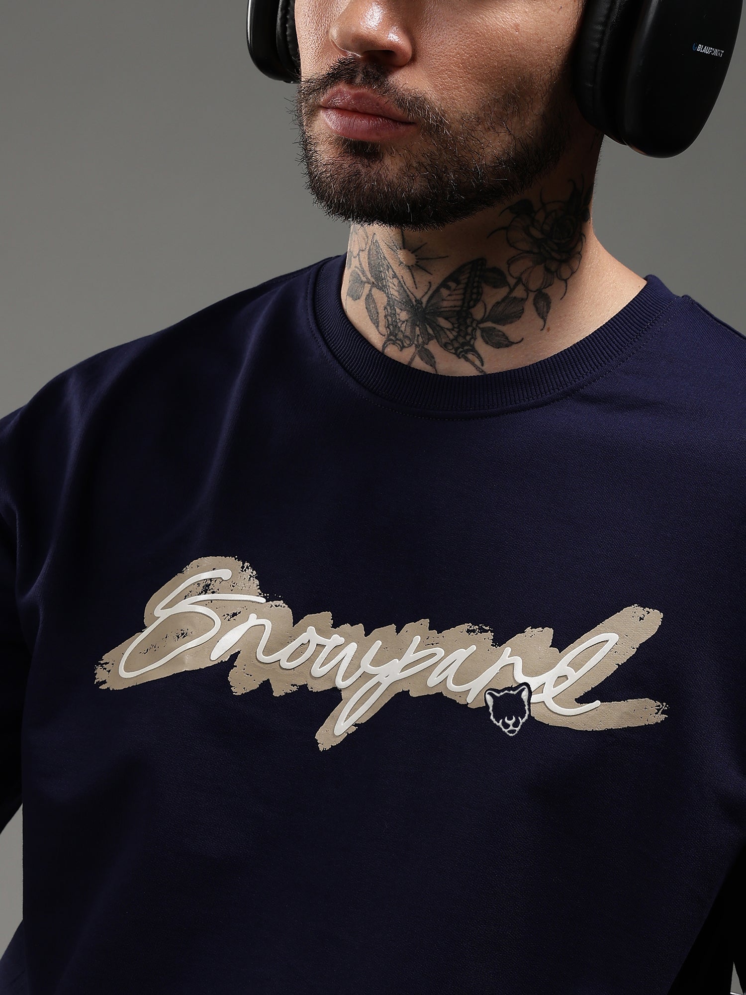 SNOWPARD The Art Supima T-Shirt Navy - Model Wearing | Premium Men's Fashion India