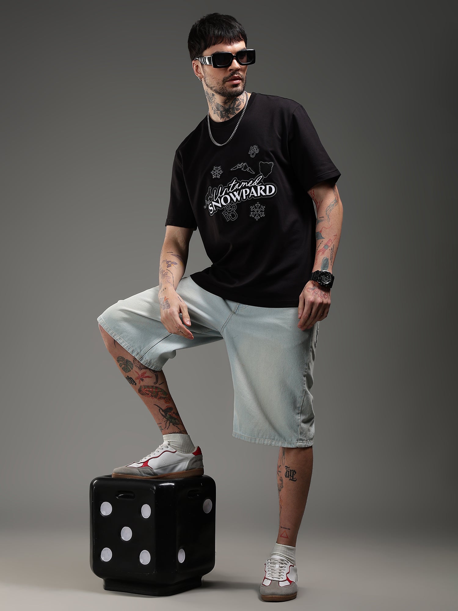 SNOWPARD Black Icon Signature T-Shirt - Model Wearing | Premium Men's Fashion India