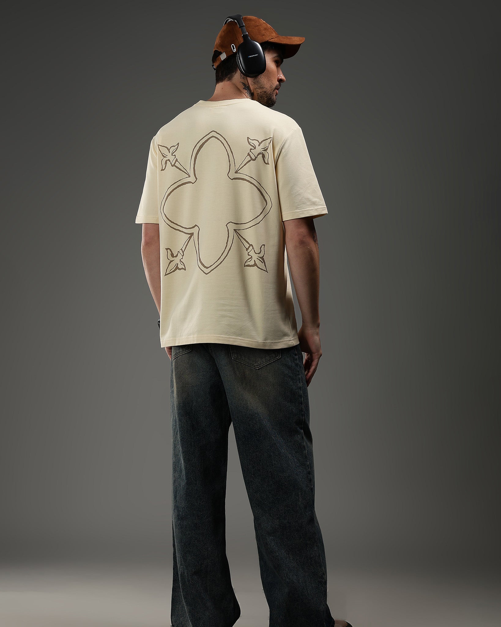 Snowpard Desert Sigil Relaxed Tee Sand Beige — front view, men's minimal graphic t-shirt India