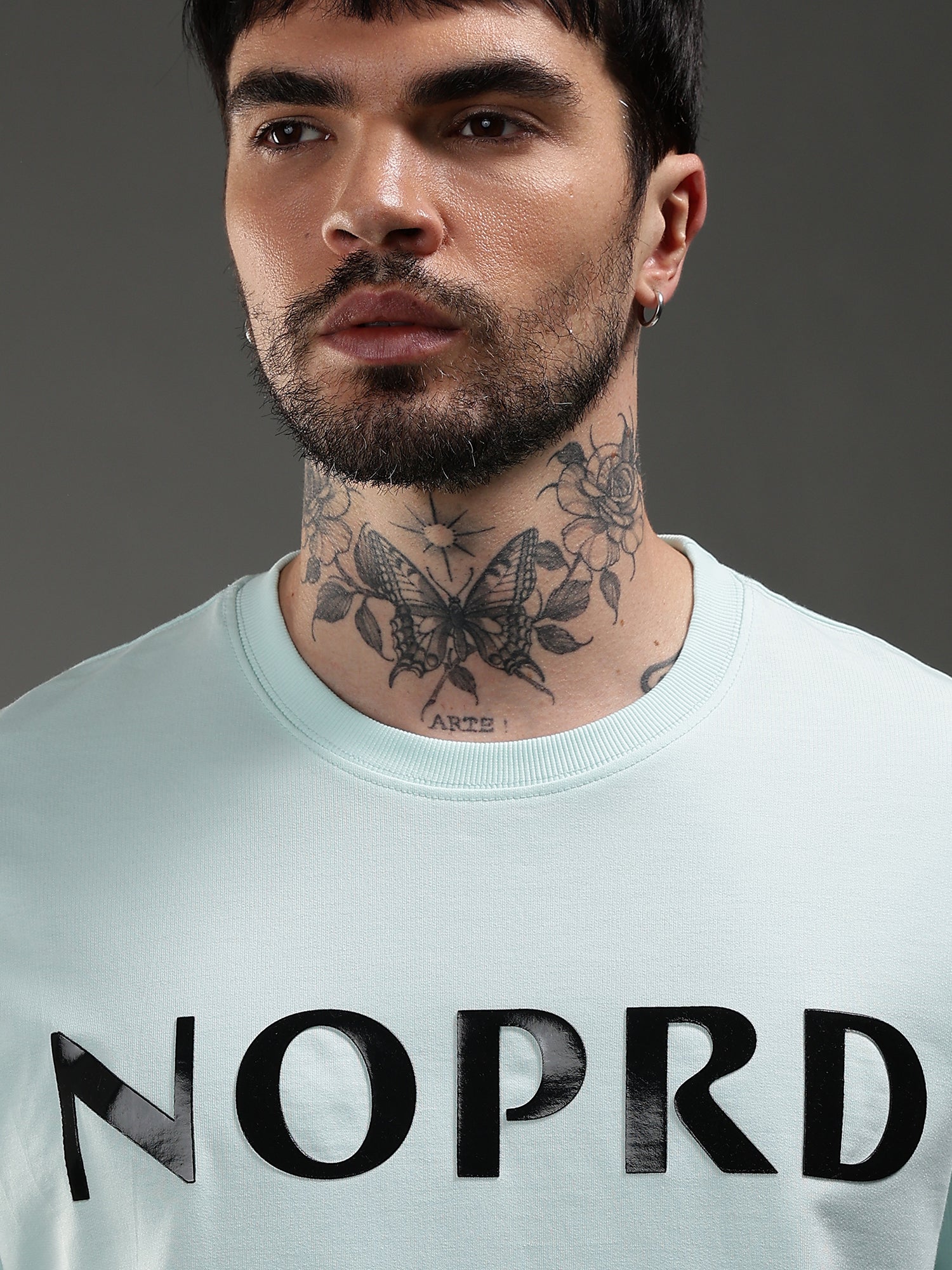 SNOWPARD Utility Logo Supima T-Shirt Ice Mint - Detail | Utility Logo Print Close-Up