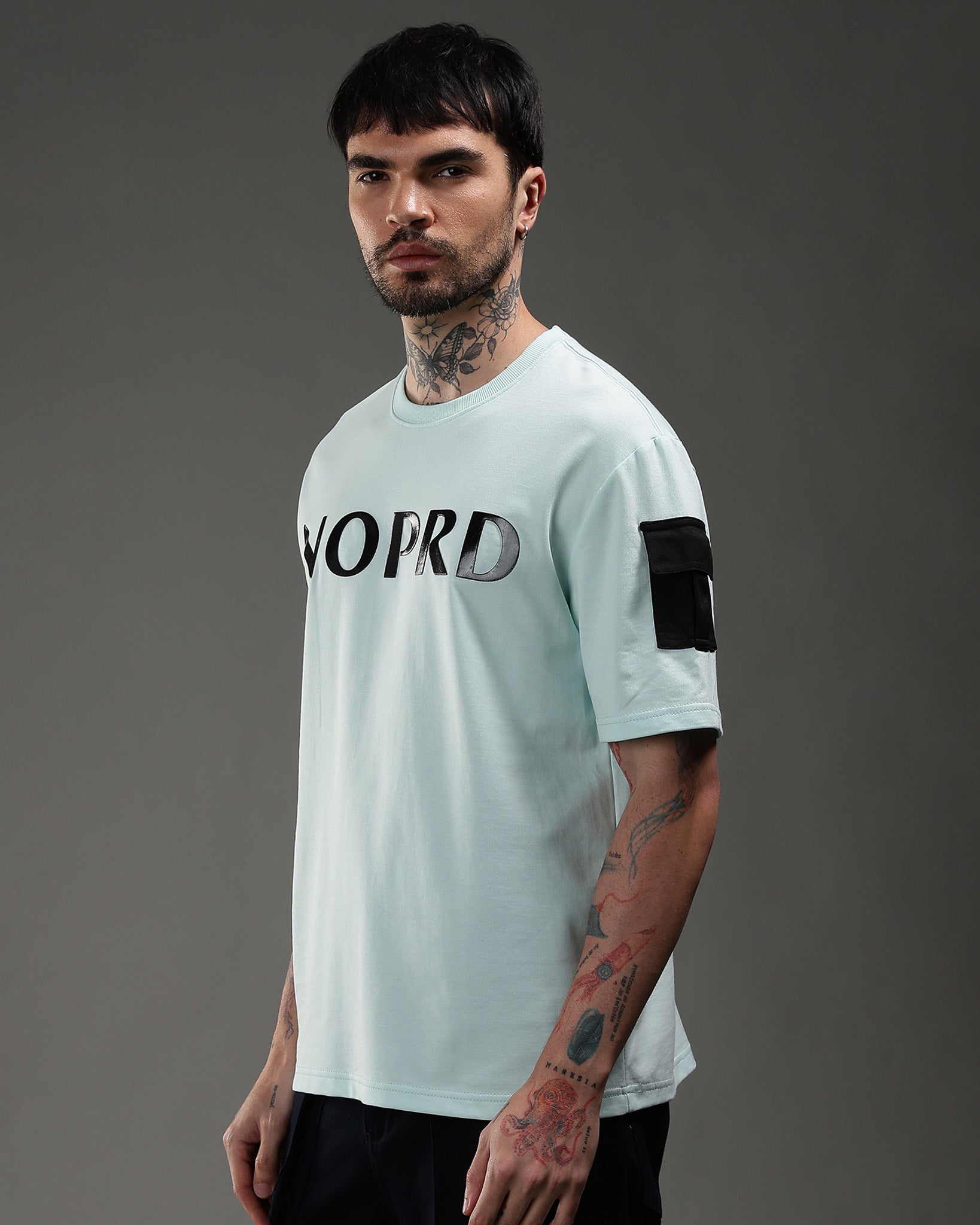 Snowpard Utility Logo Relaxed Tee Ice Mint — back view, high-gloss Snowpard lettering