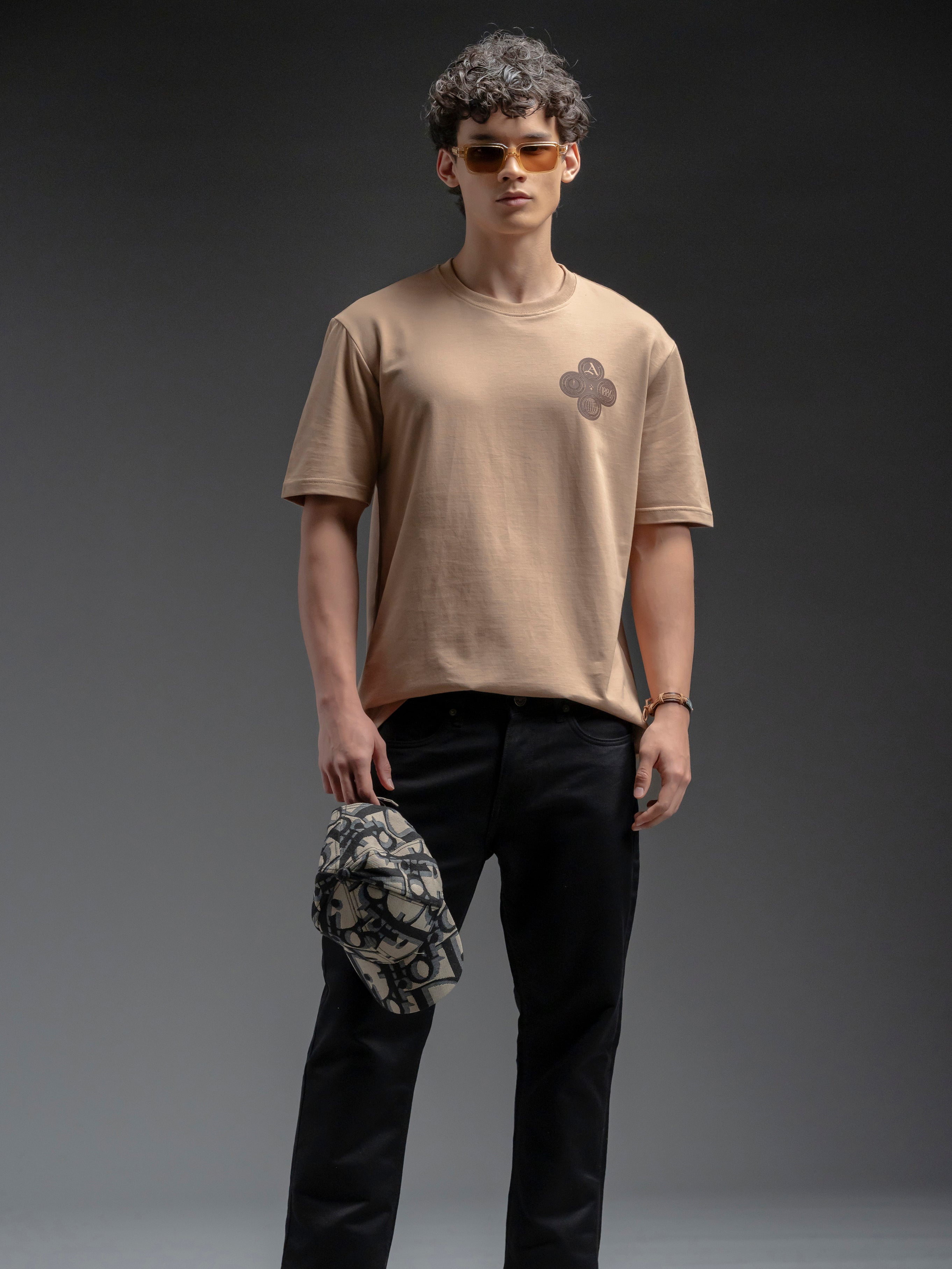 SNOWPARD Club Crest Supima T-Shirt Desert Tan - Full Length | Luxury Men's Brand India
