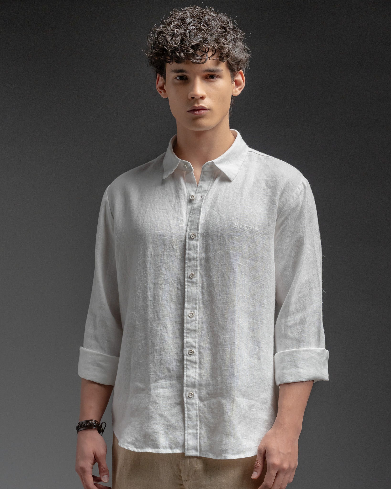 Snowpard Lucca Linen Shirt White — side view, breathable linen casual shirt