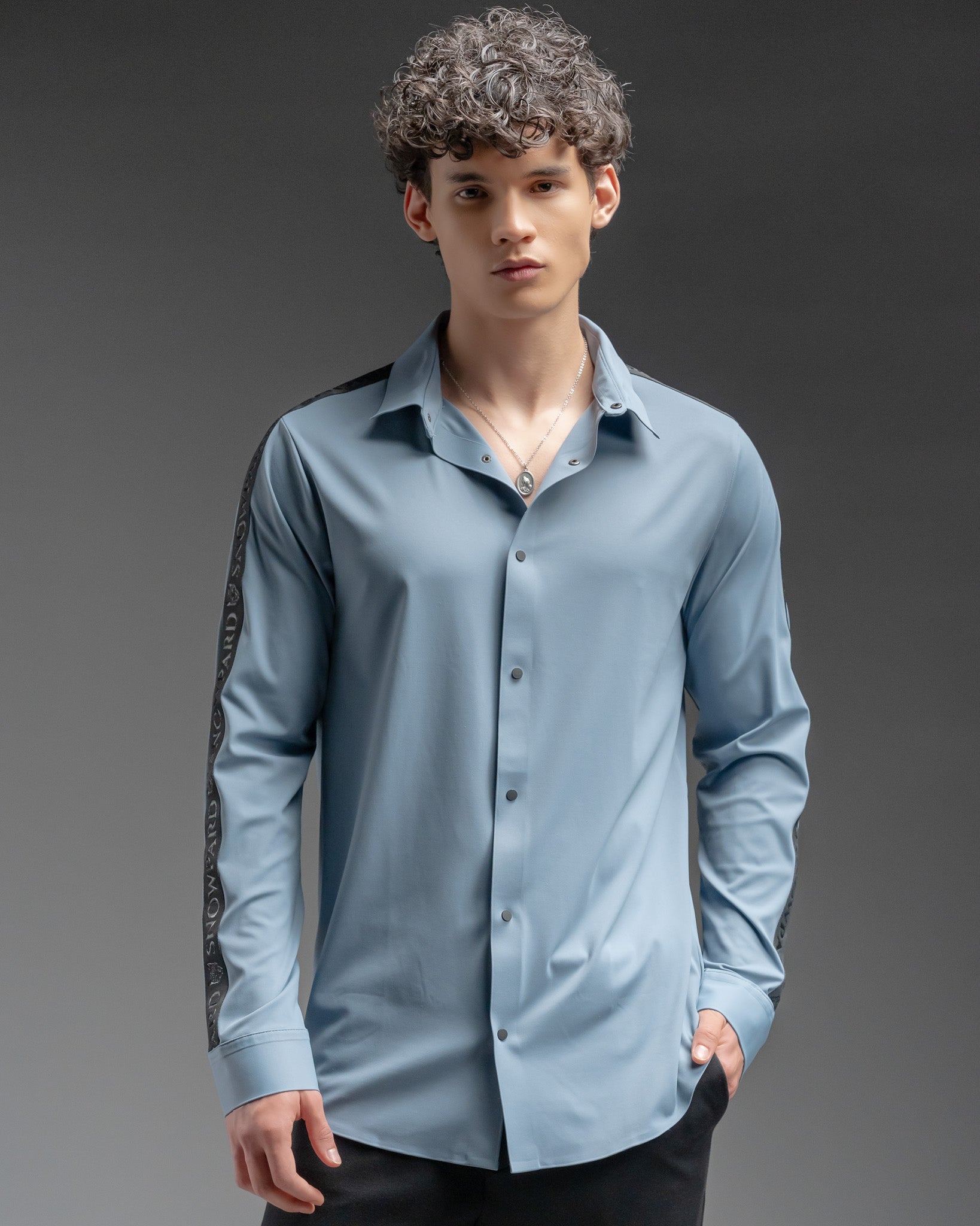 Snowpard Tacta Bonded Shirt Sky Blue — front view, men's premium bonded shirt India