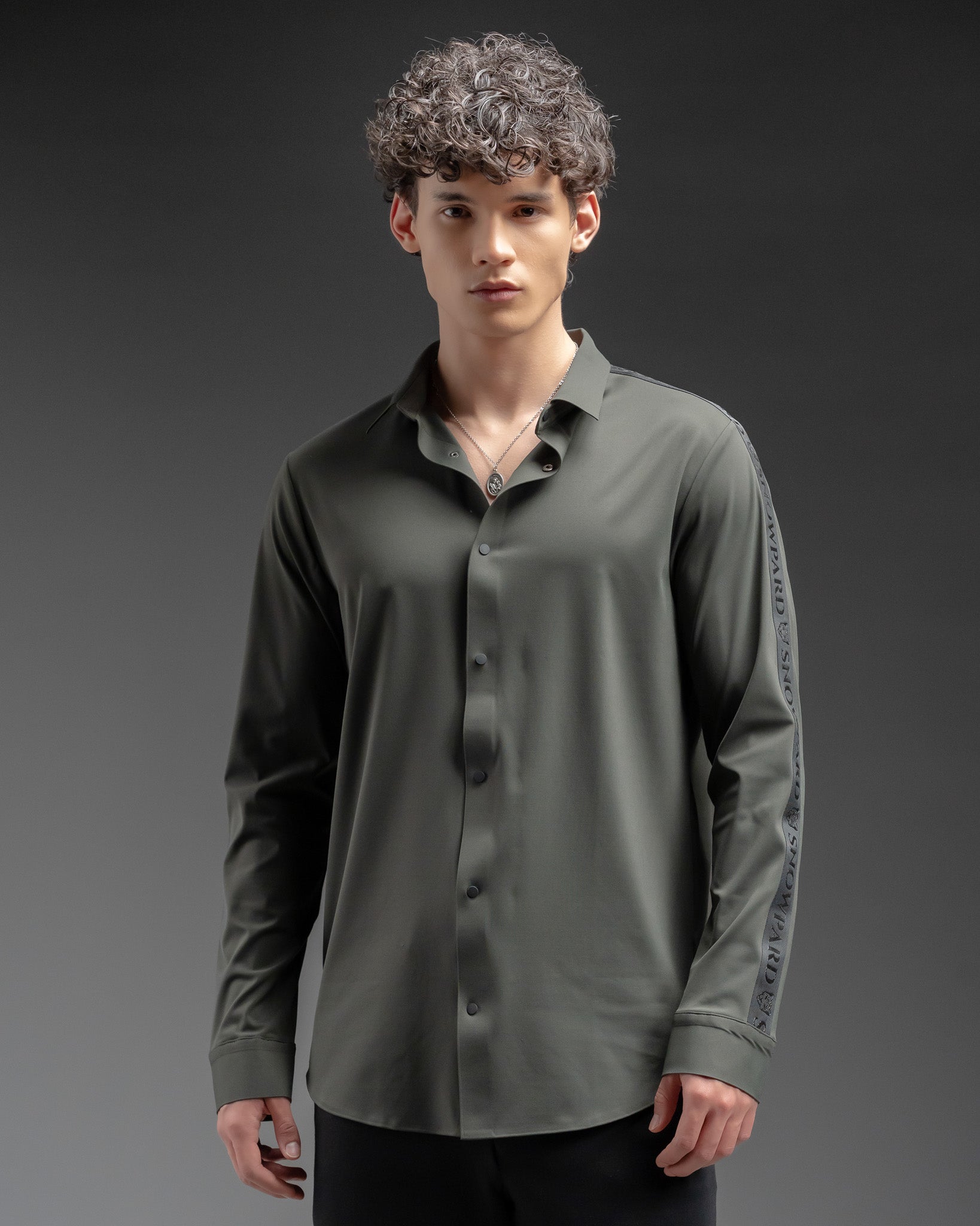Snowpard Tacta Bonded Shirt Olive — front view, men's premium bonded shirt India