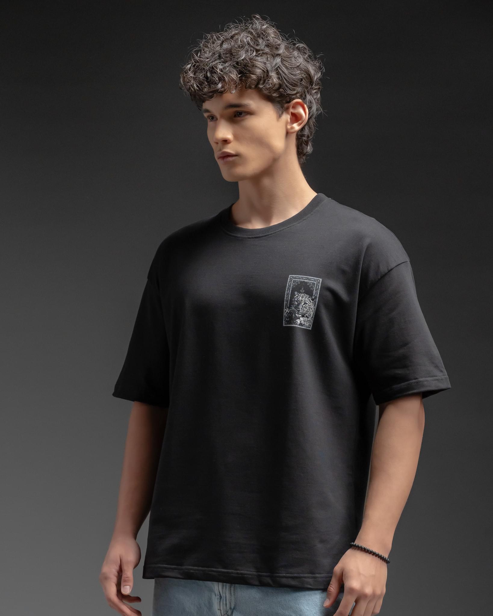 Snowpard Black Carpet Oversized Tee — side view, premium oversized cotton tee