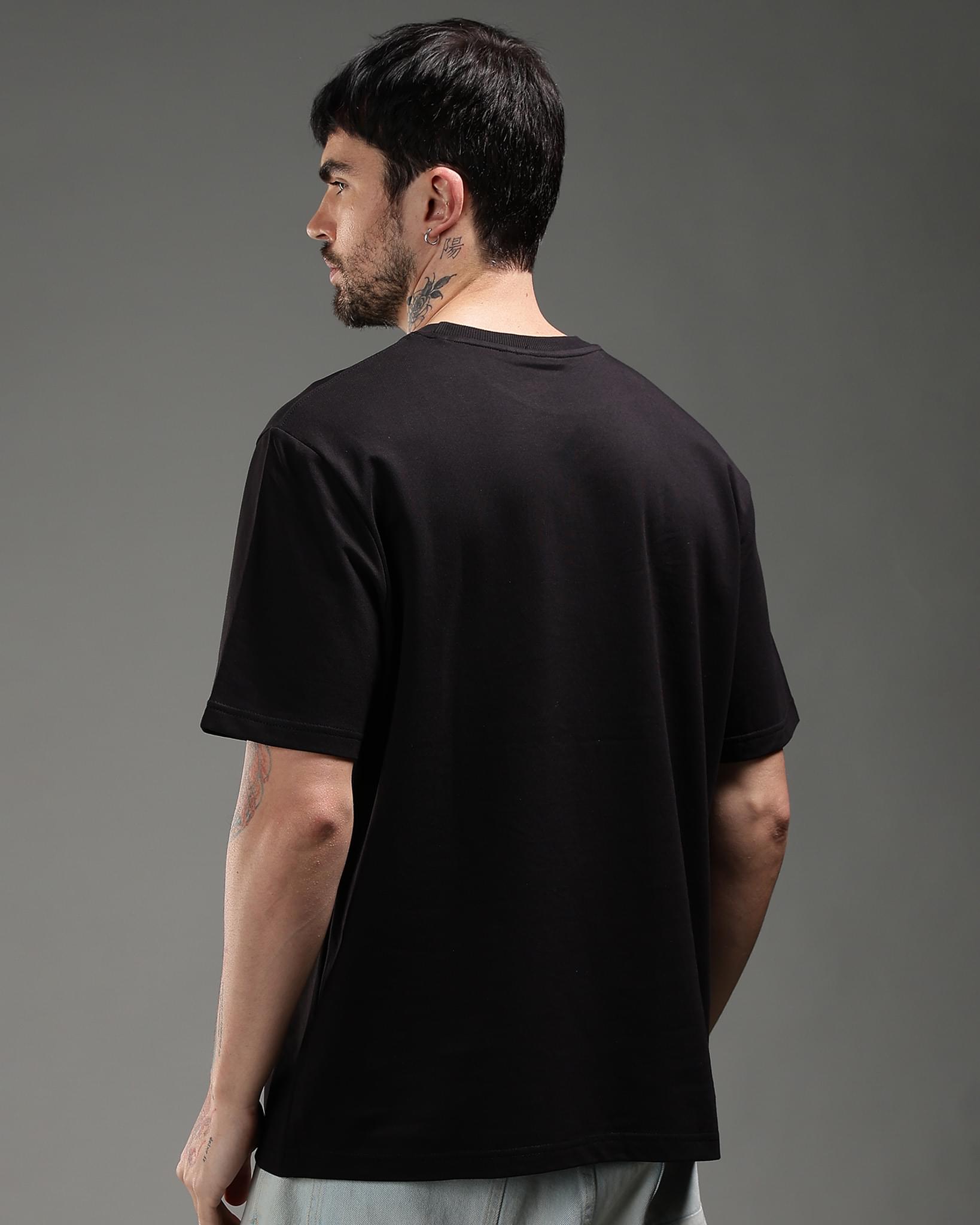 Snowpard Black Icon Embroidered Tee Black — embroidery detail, textured patch close-up