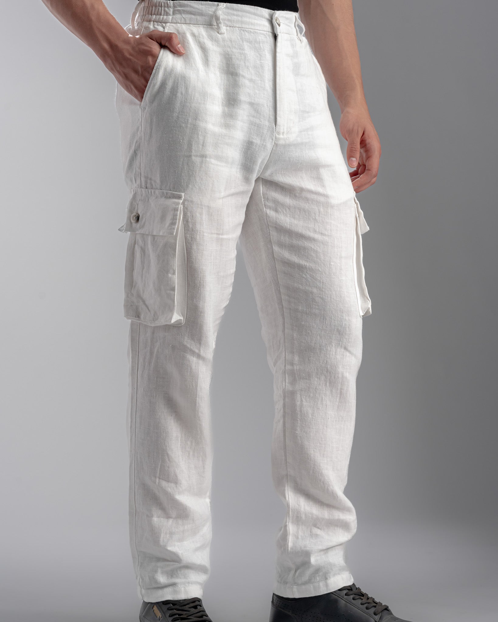 Snowpard Lida Linen Cargo — White, rear view