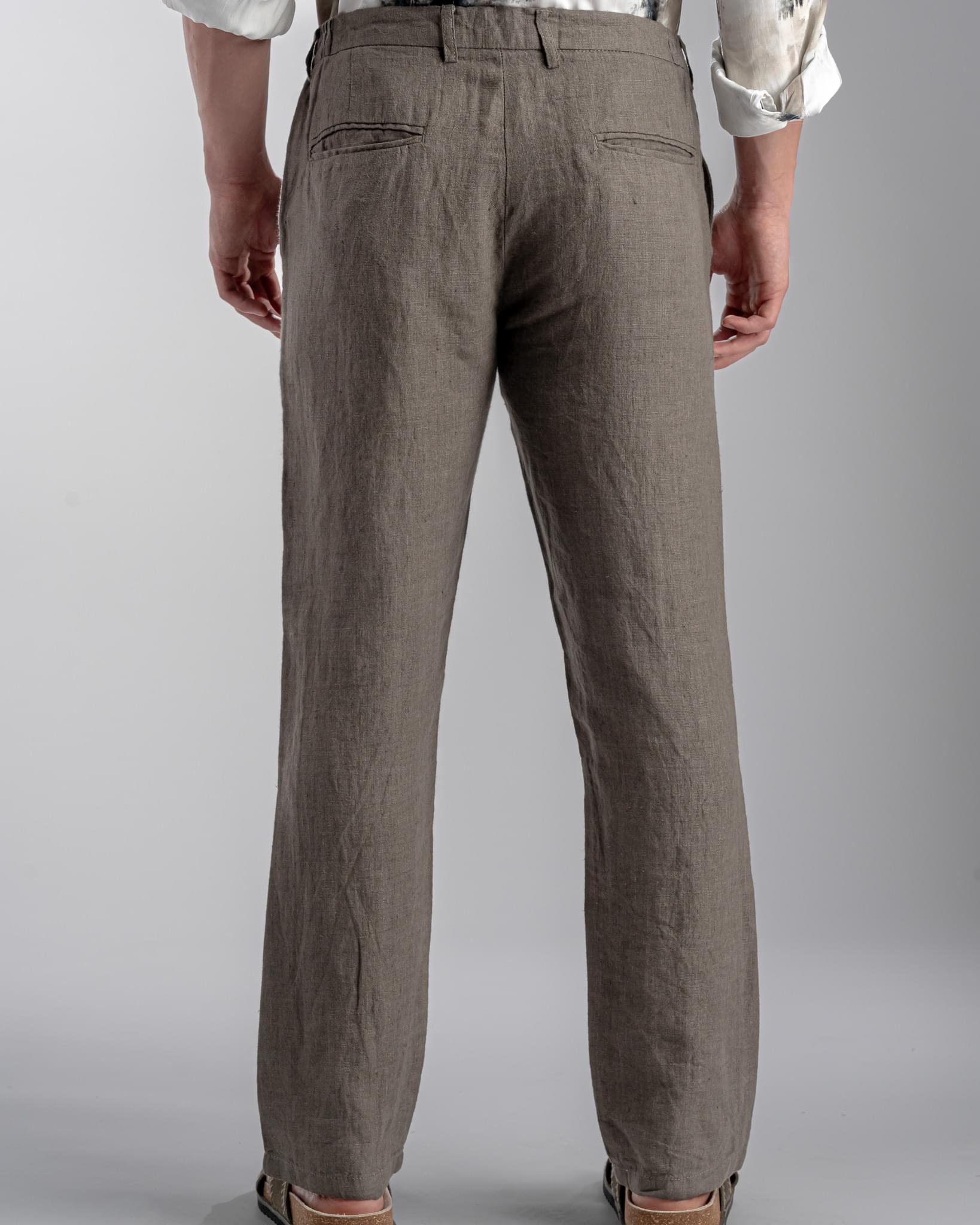 Snowpard Lino Linen Trouser Olive — back view, breathable linen trouser Bangalore