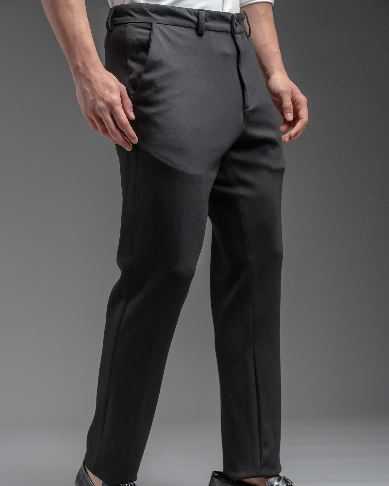Snowpard Lyon Stretch Trouser Black — front view, men's scuba stretch trousers India