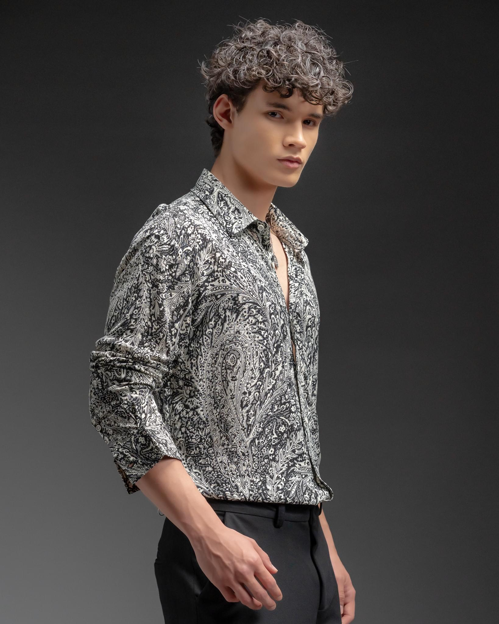 Snowpard Sion Paisley Rayon Shirt — print detail, silky paisley rayon shirt