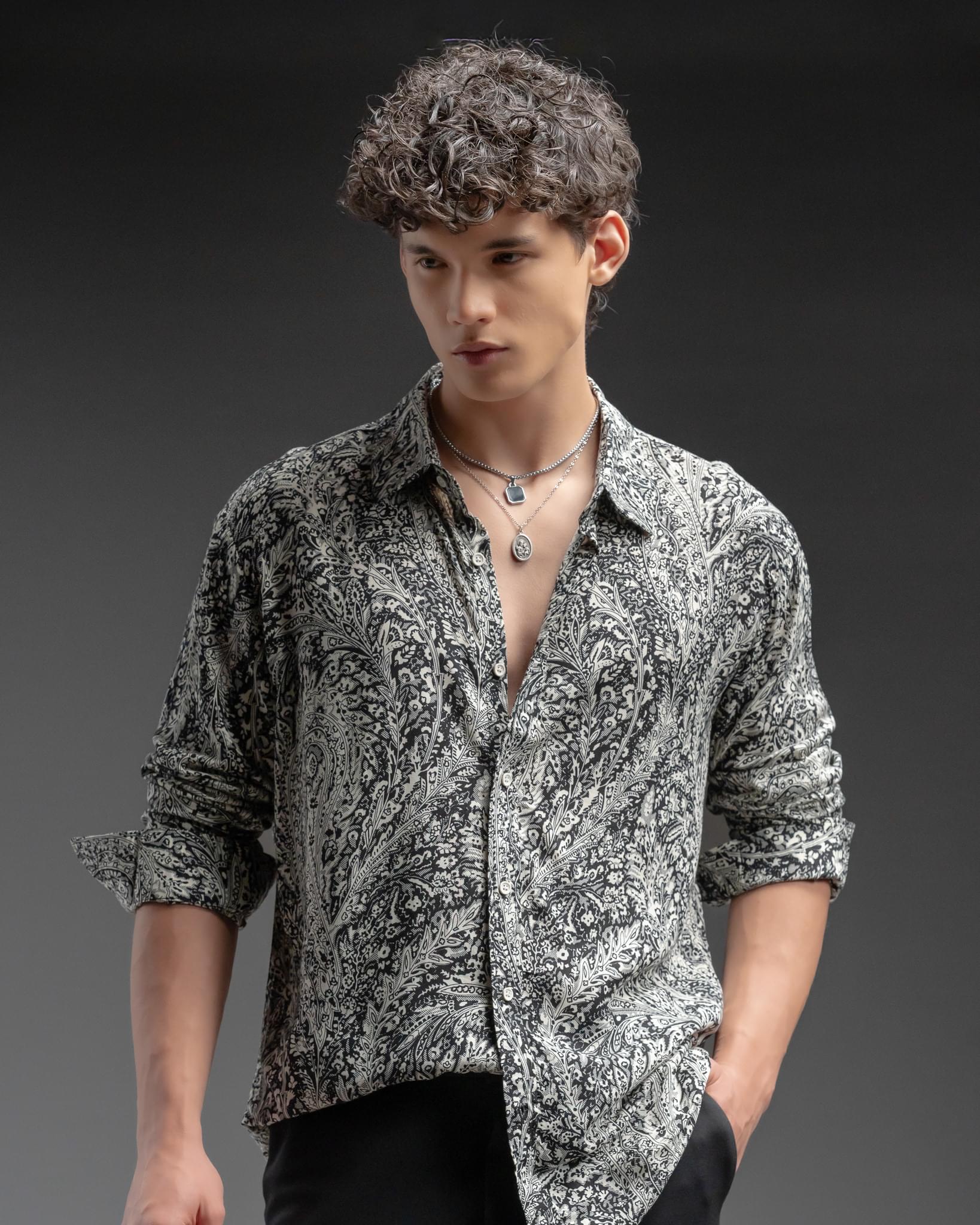 Snowpard Sion Paisley Rayon Shirt — back view, premium printed rayon shirt Bangalore