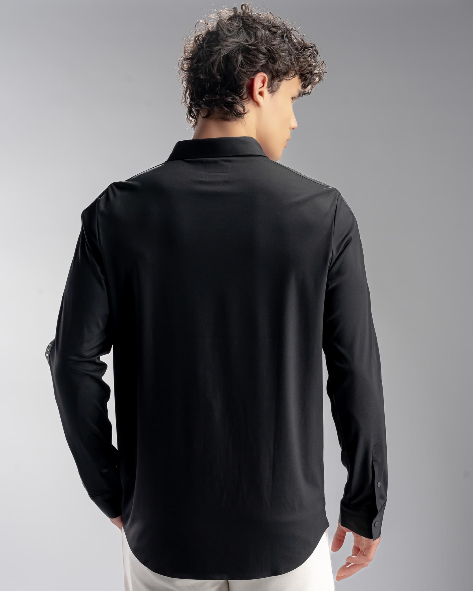 Snowpard Tacta Bonded Shirt Black — back view, men's bonded shirt Bangalore