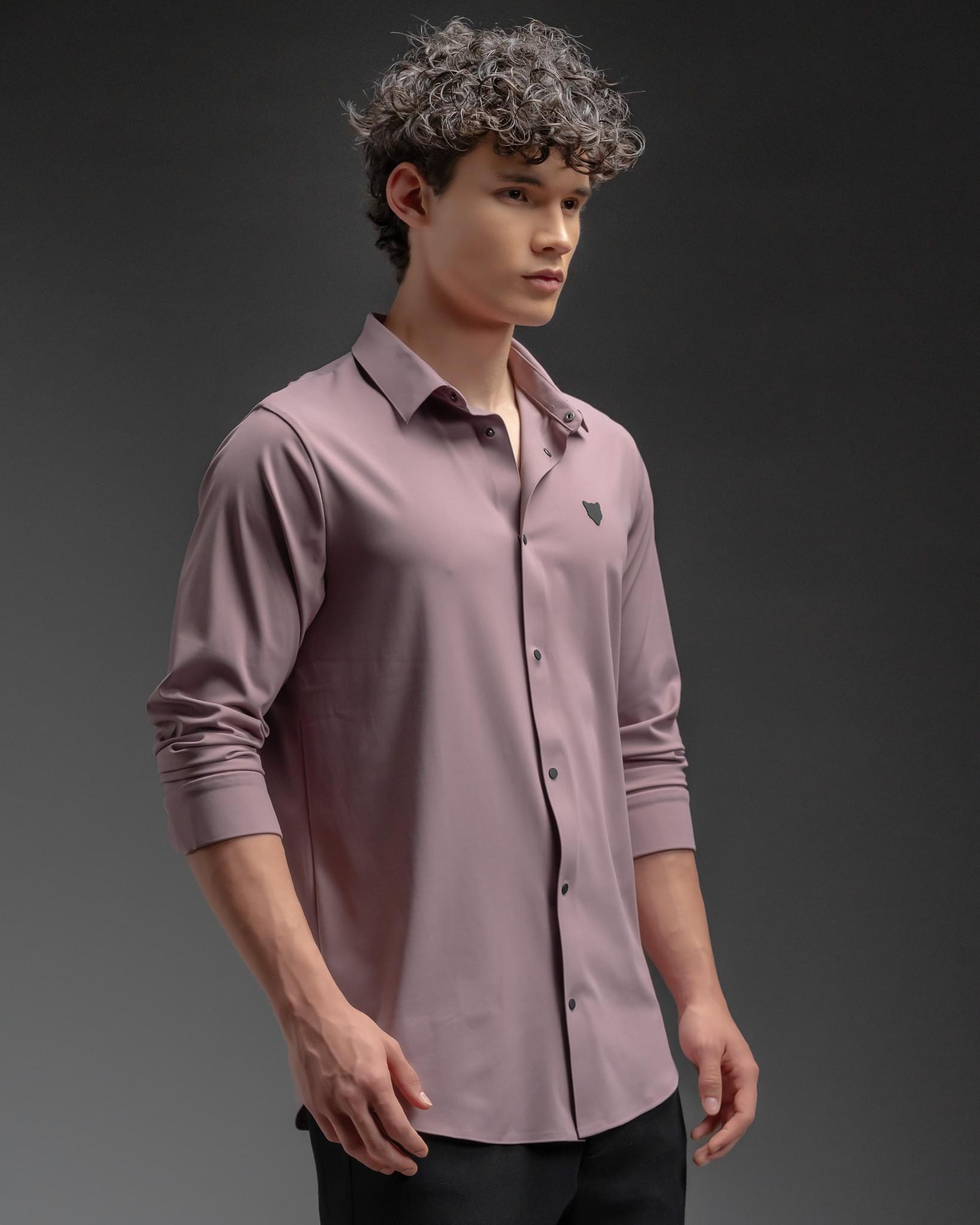 Snowpard Tacta Bonded Shirt Lavender — side view, nylon elastane formal shirt