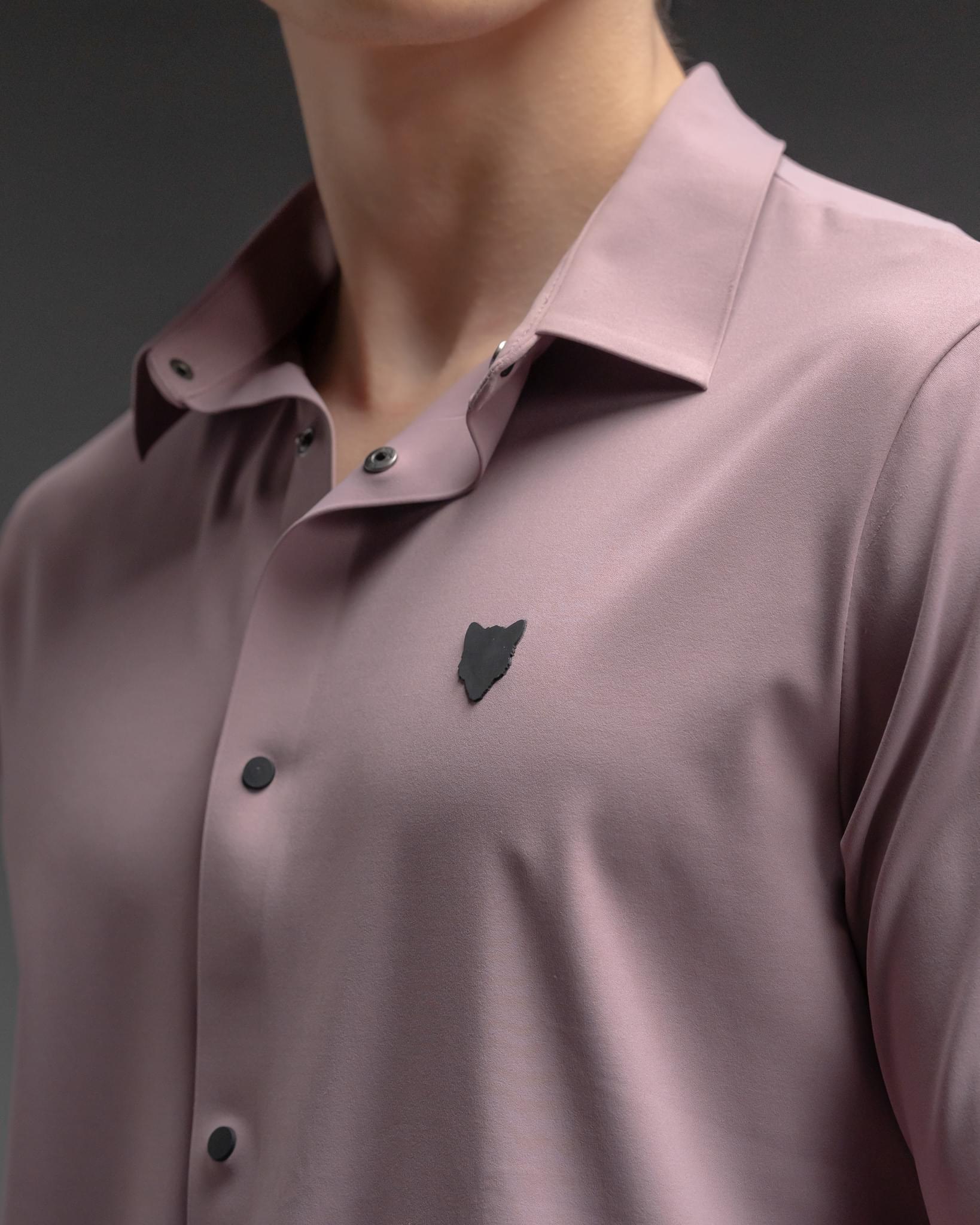 Snowpard Tacta Bonded Shirt Lavender — collar detail, premium men's formal shirt