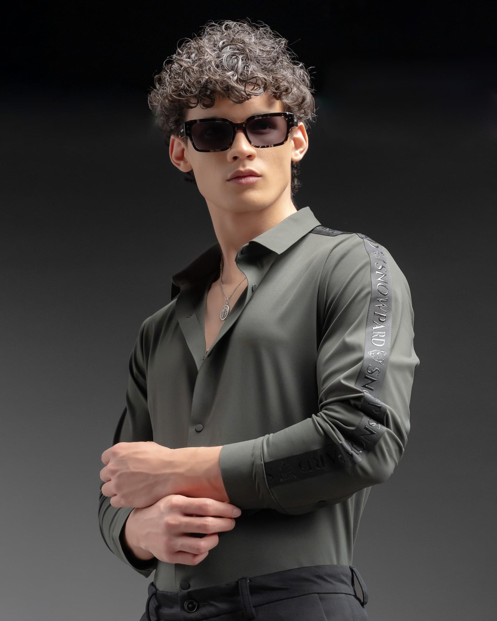 Snowpard Tacta Bonded Shirt Olive — back view, men's bonded shirt Bangalore