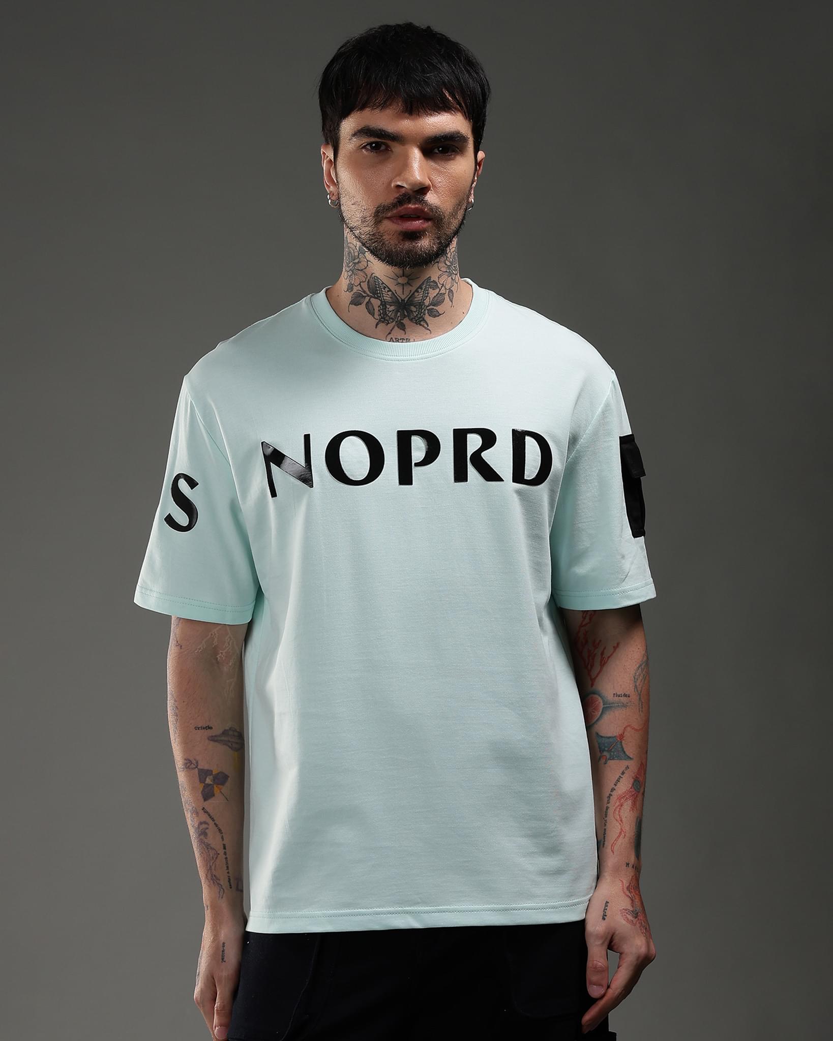 Snowpard Utility Logo Relaxed Tee Ice Mint — front view, men's graphic t-shirt India