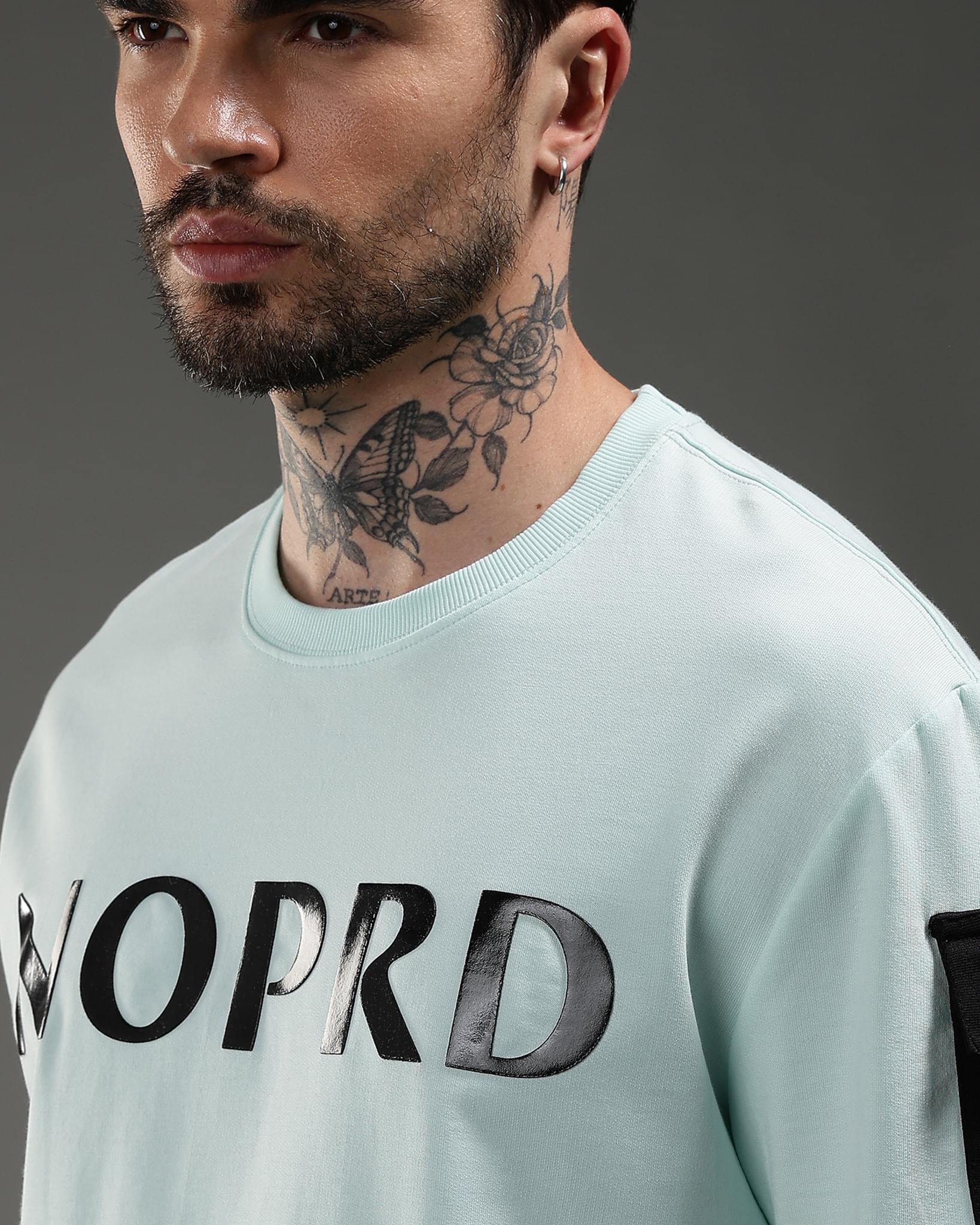 Snowpard Utility Logo Relaxed Tee Ice Mint — full length, luxury graphic tee Bangalore